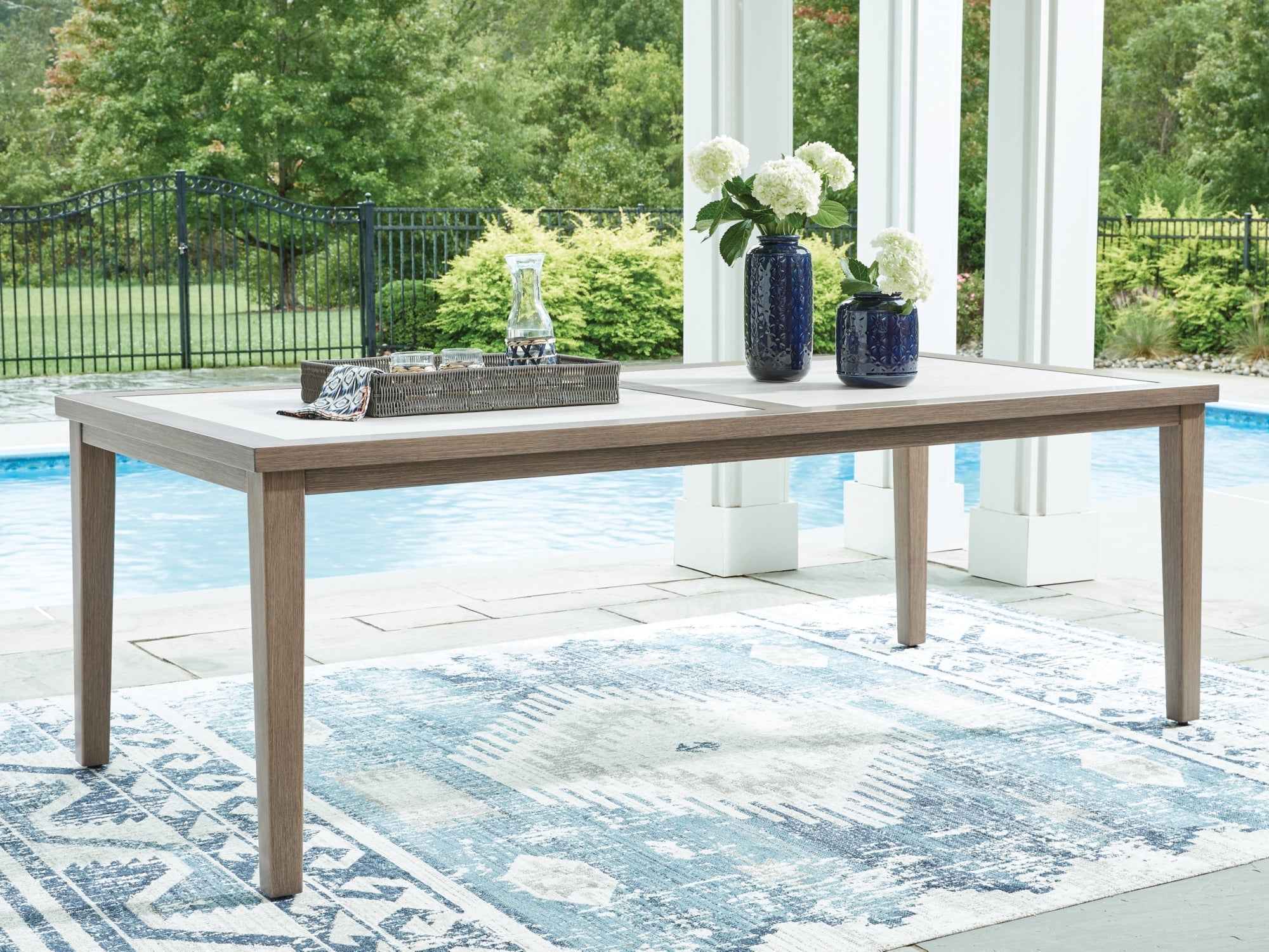 Rainier Ranch Brown/Beige Outdoor Dining Table - Image 6