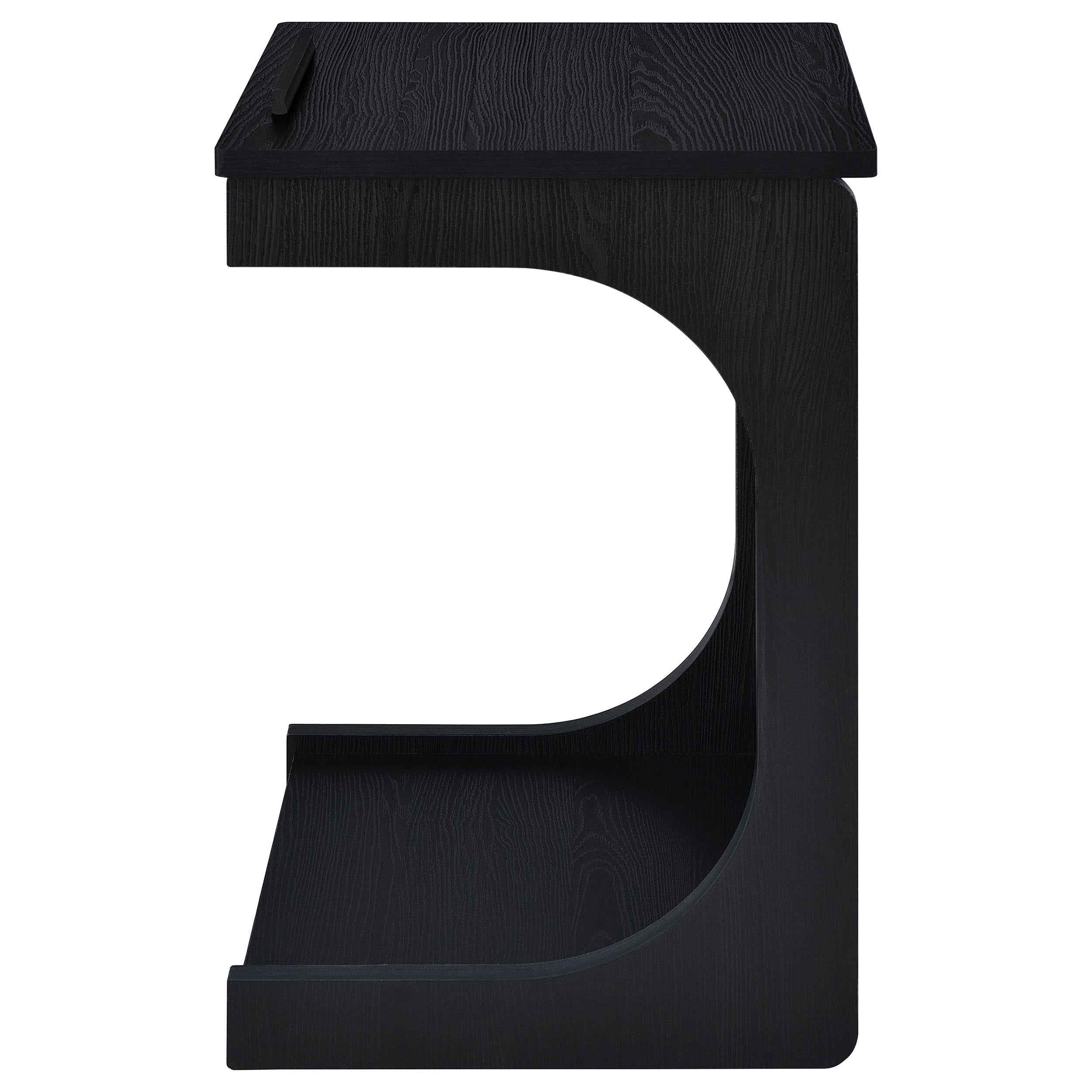 Ralston Black C-Shaped Lift-Top Sofa Side Table With Casters - Image 10