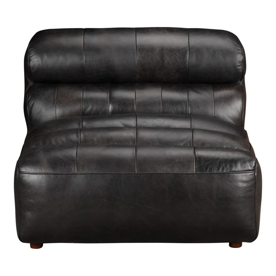 Ramsay Leather Armless Chair Antique Black - Image 3