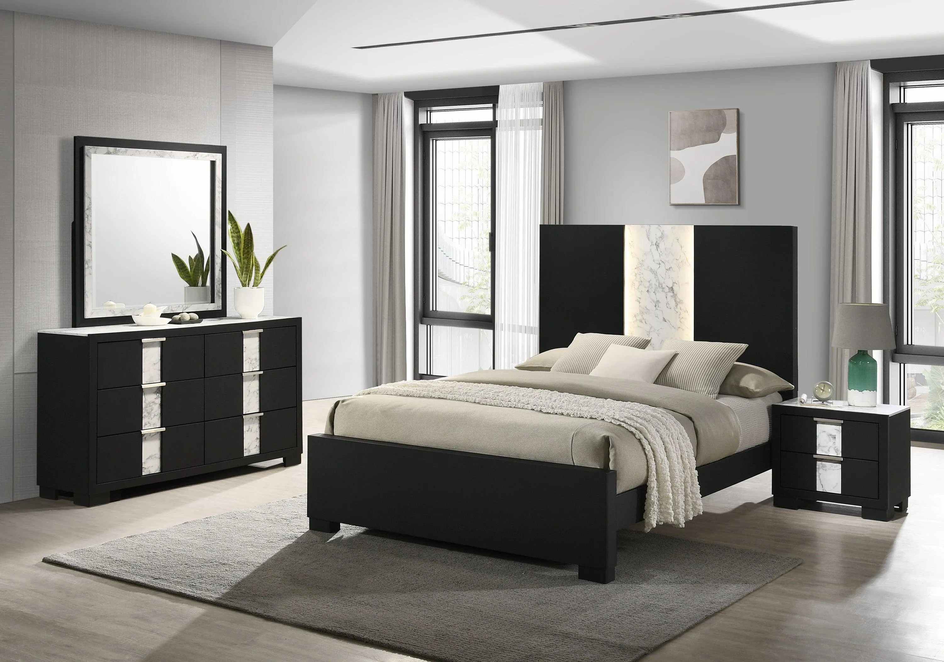 Rangley Black LED Panel Bedroom Set - Image 13