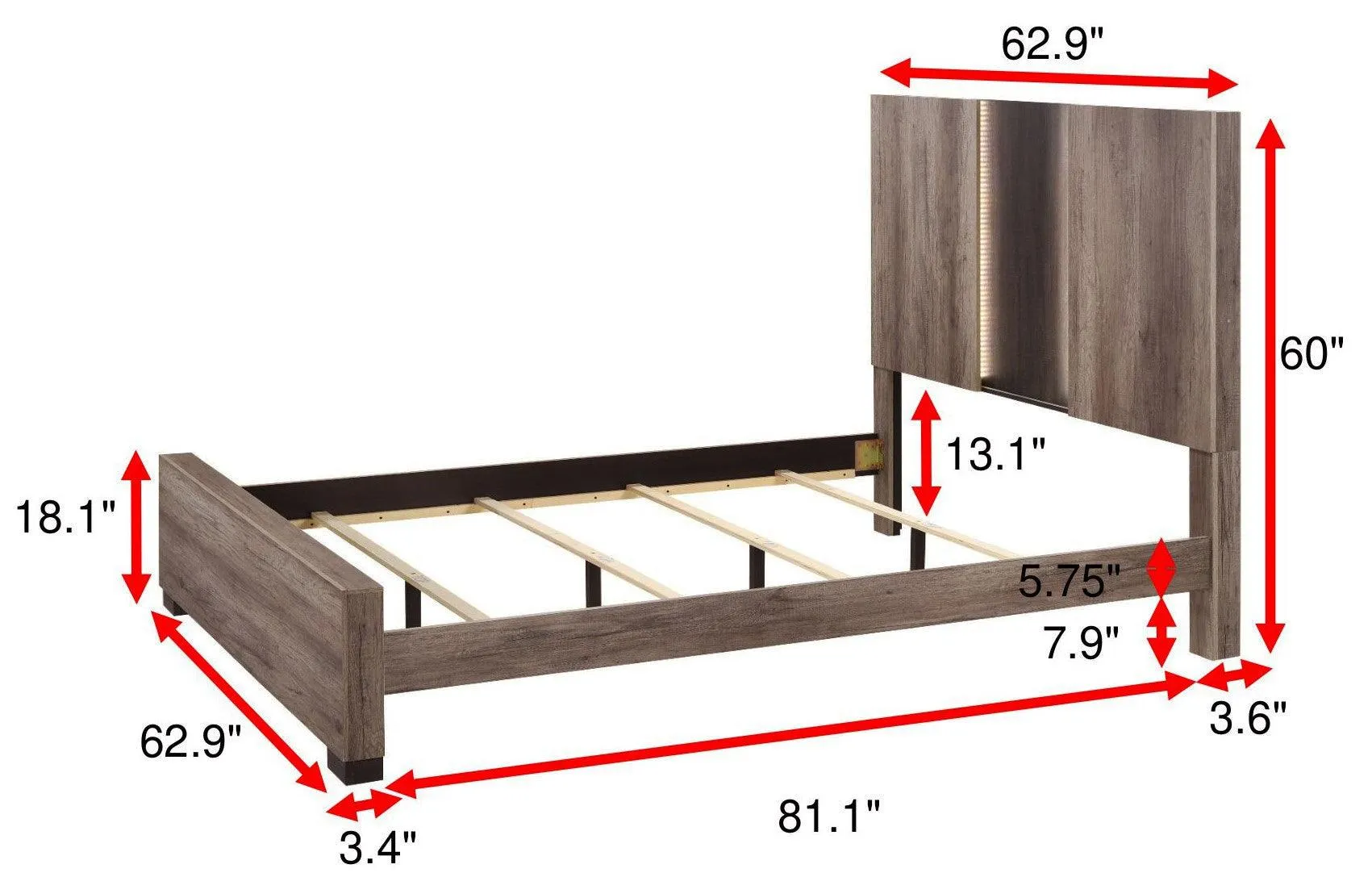 Rangley Brown Queen LED Panel Bed - Image 4