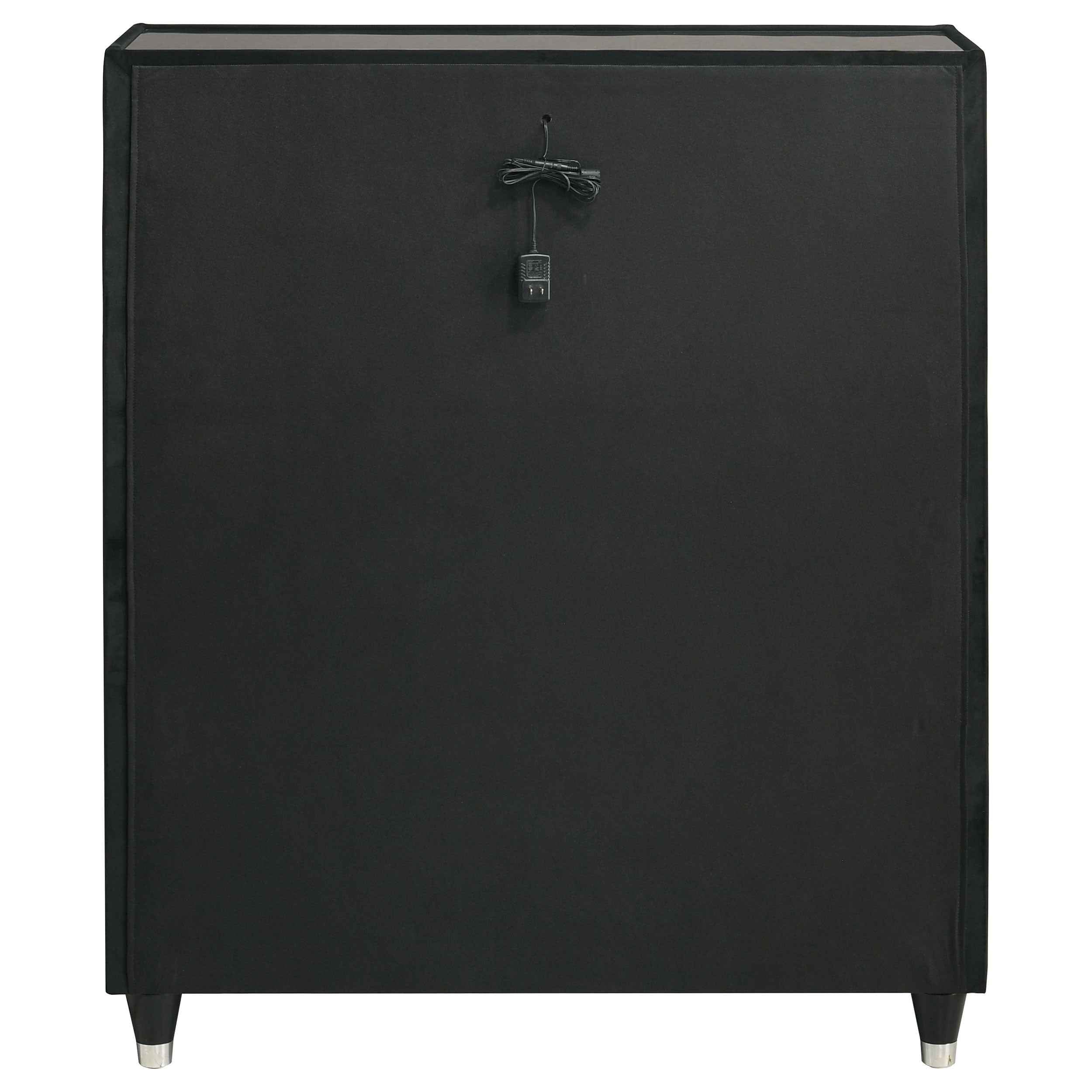 Ravenne Black 5-drawer Velvet Upholstered LED Chest of Drawers - Image 7