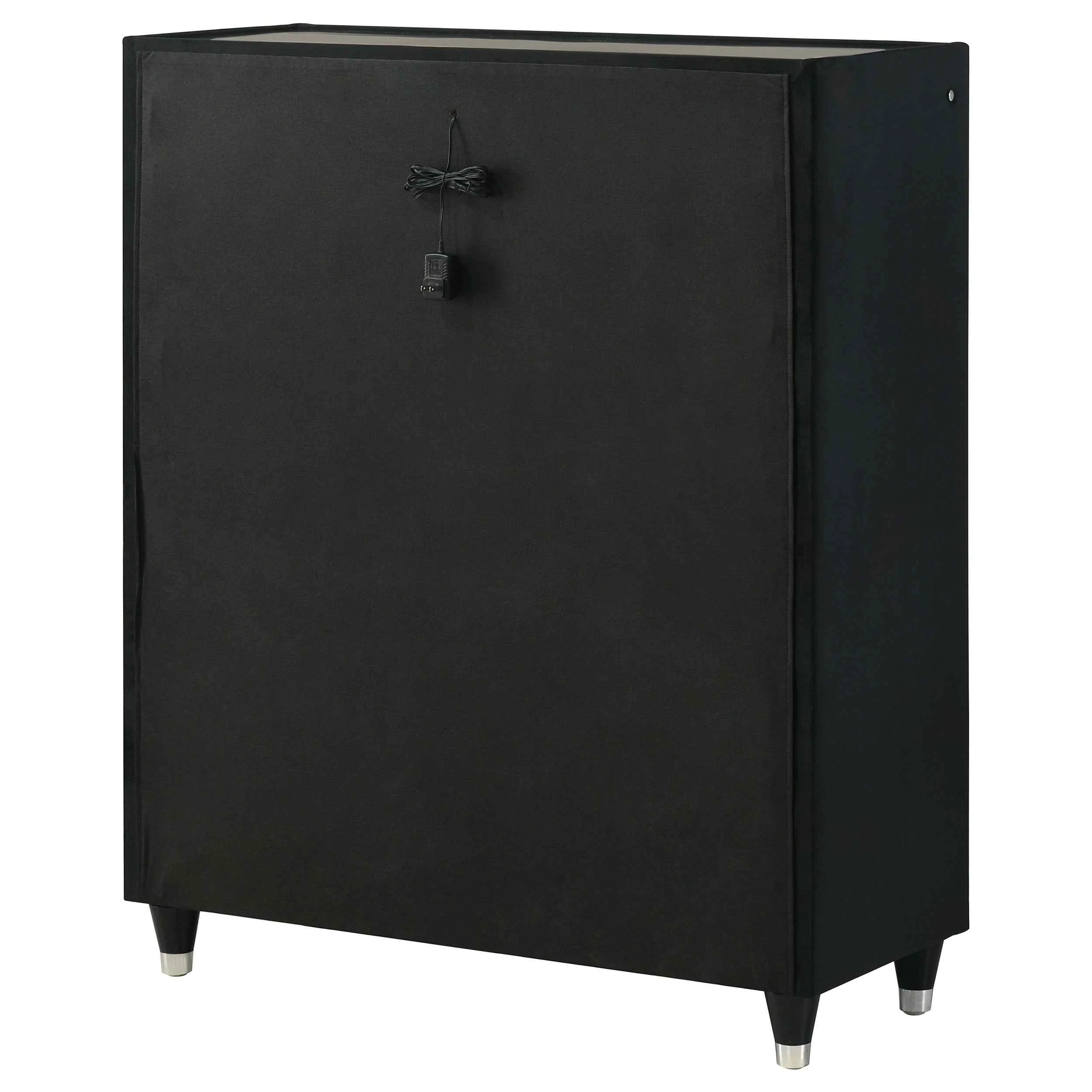 Ravenne Black 5-drawer Velvet Upholstered LED Chest of Drawers - Image 8