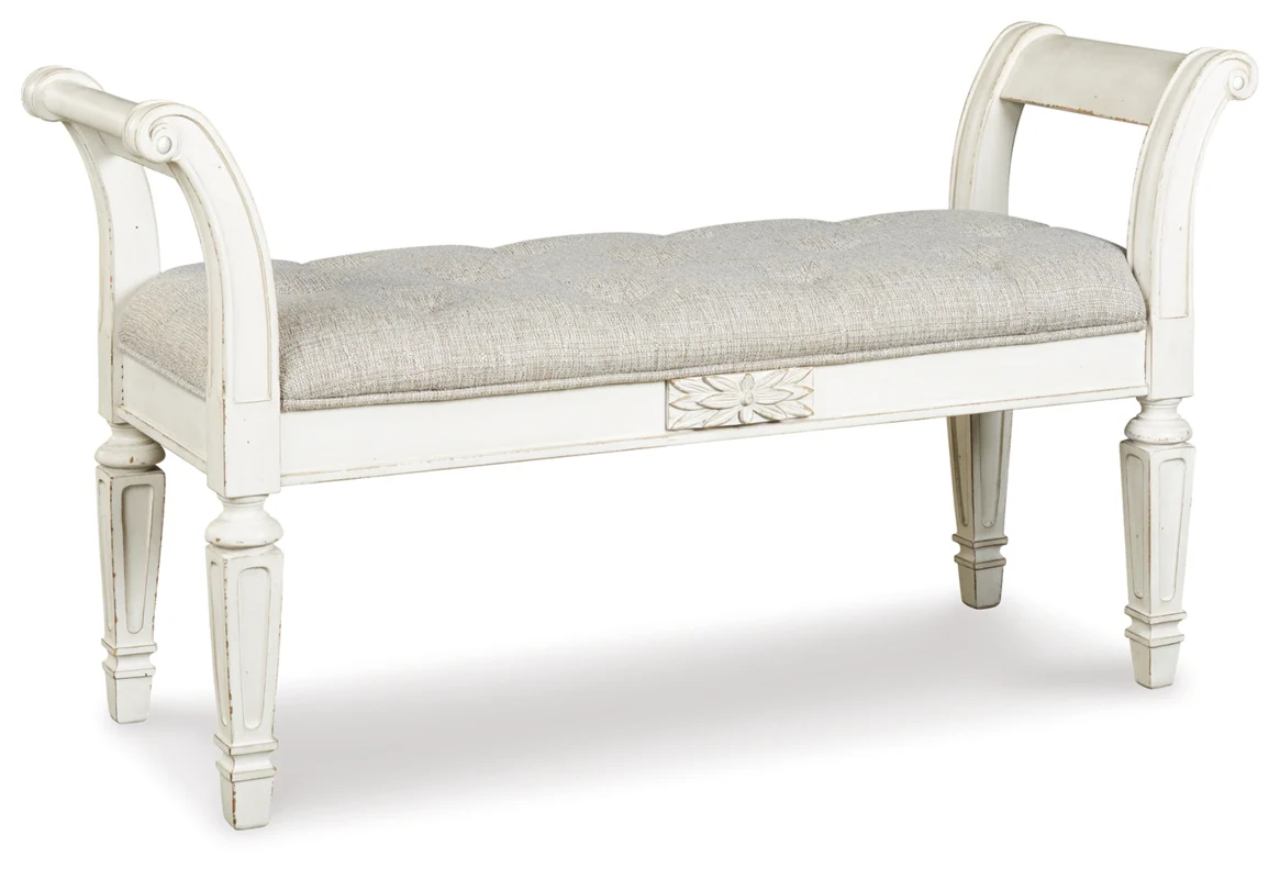 Realyn Antique White Accent Bench - Image 3