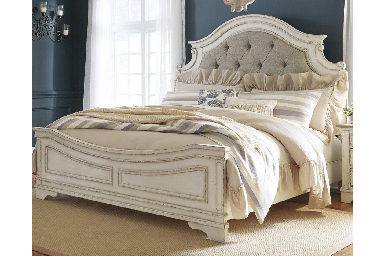 Realyn Chipped White California King Upholstered Panel Bed - Image 2