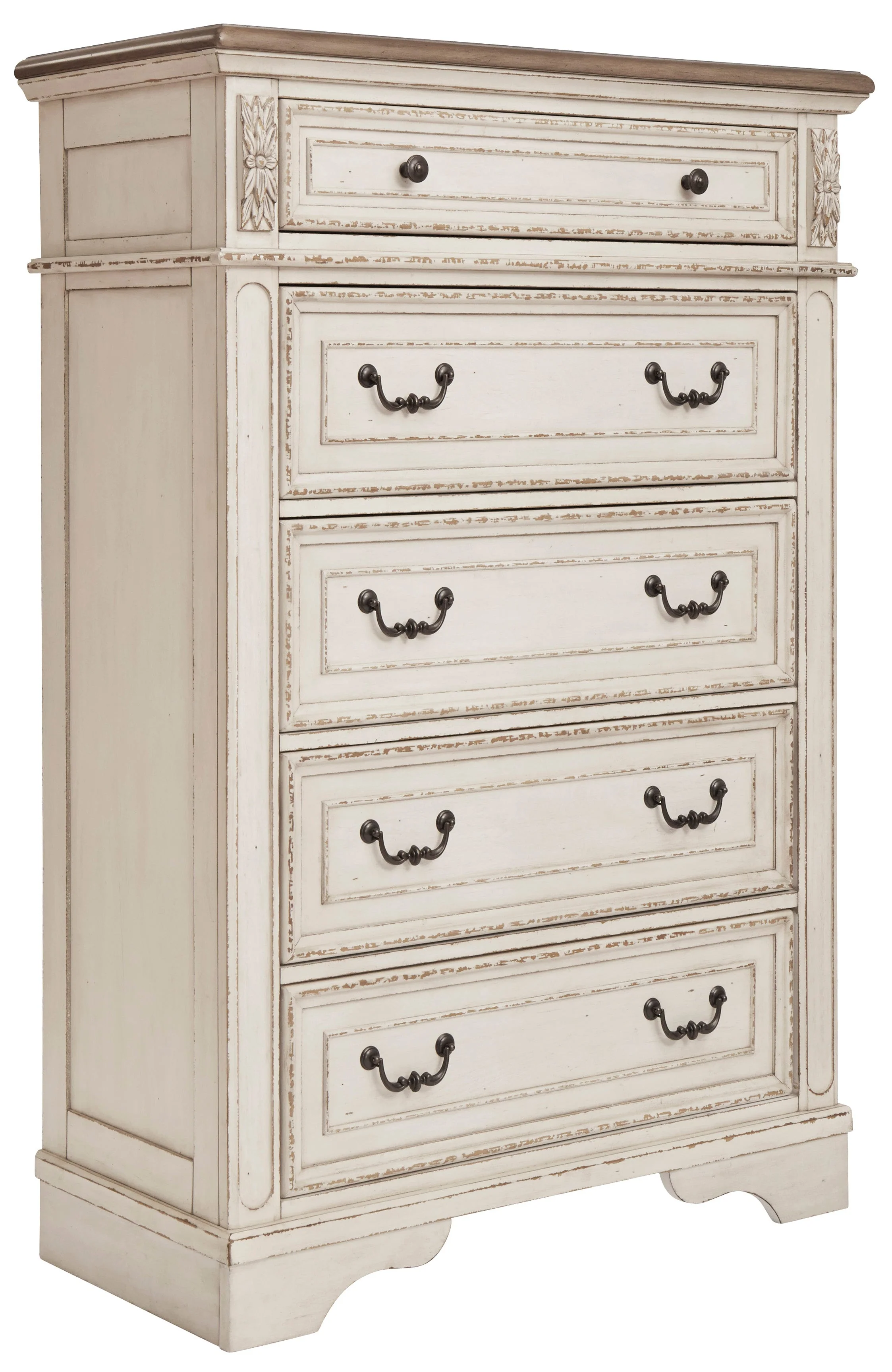 Realyn Chipped White Upholstered Sleigh Bedroom Set - Image 16