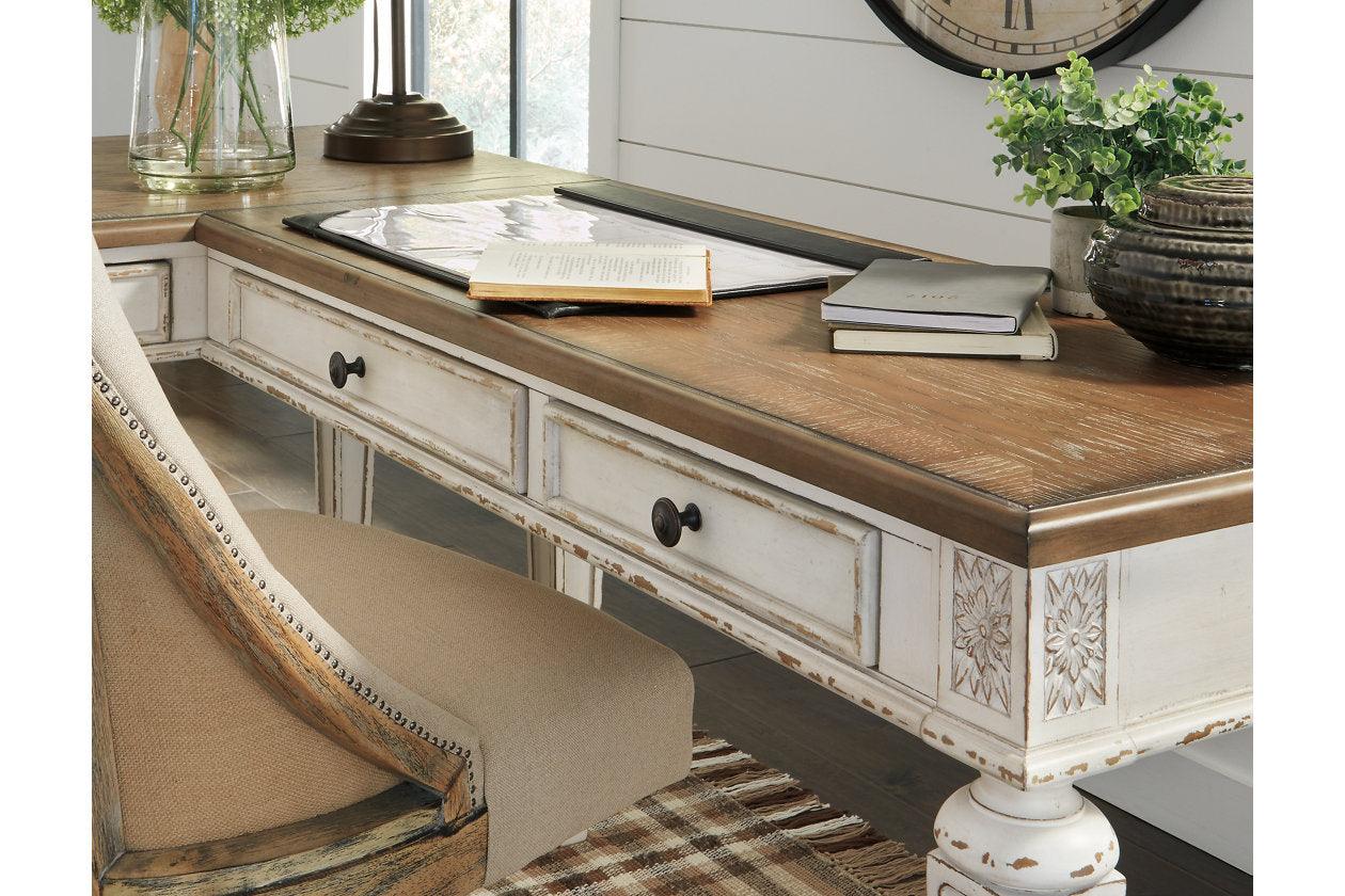 Realyn White/Brown 2-Piece Home Office Desk - Image 9