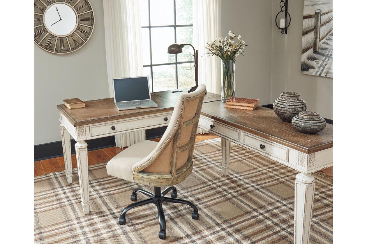 Realyn White/Brown 2-Piece Home Office Lift Top Desk - Image 9
