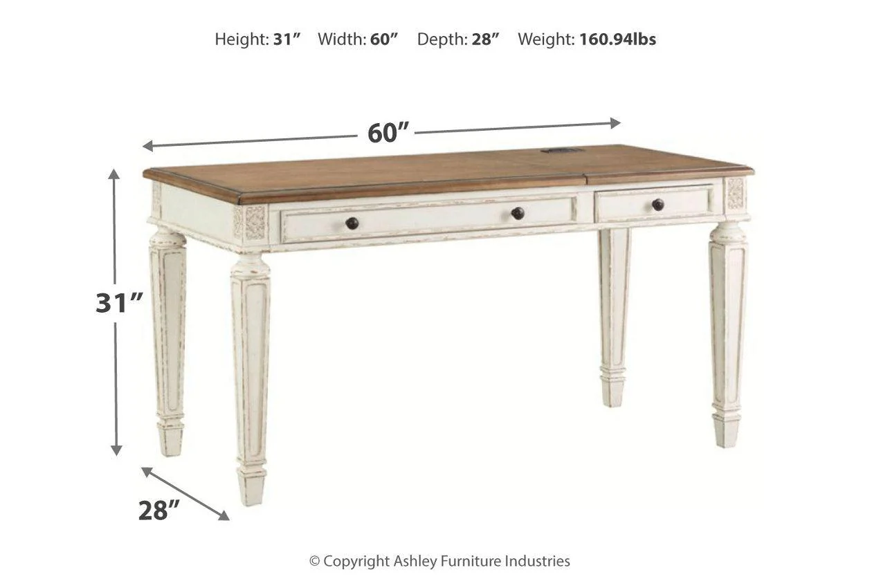 Realyn White/Brown Home Office Lift Top Desk - Image 3