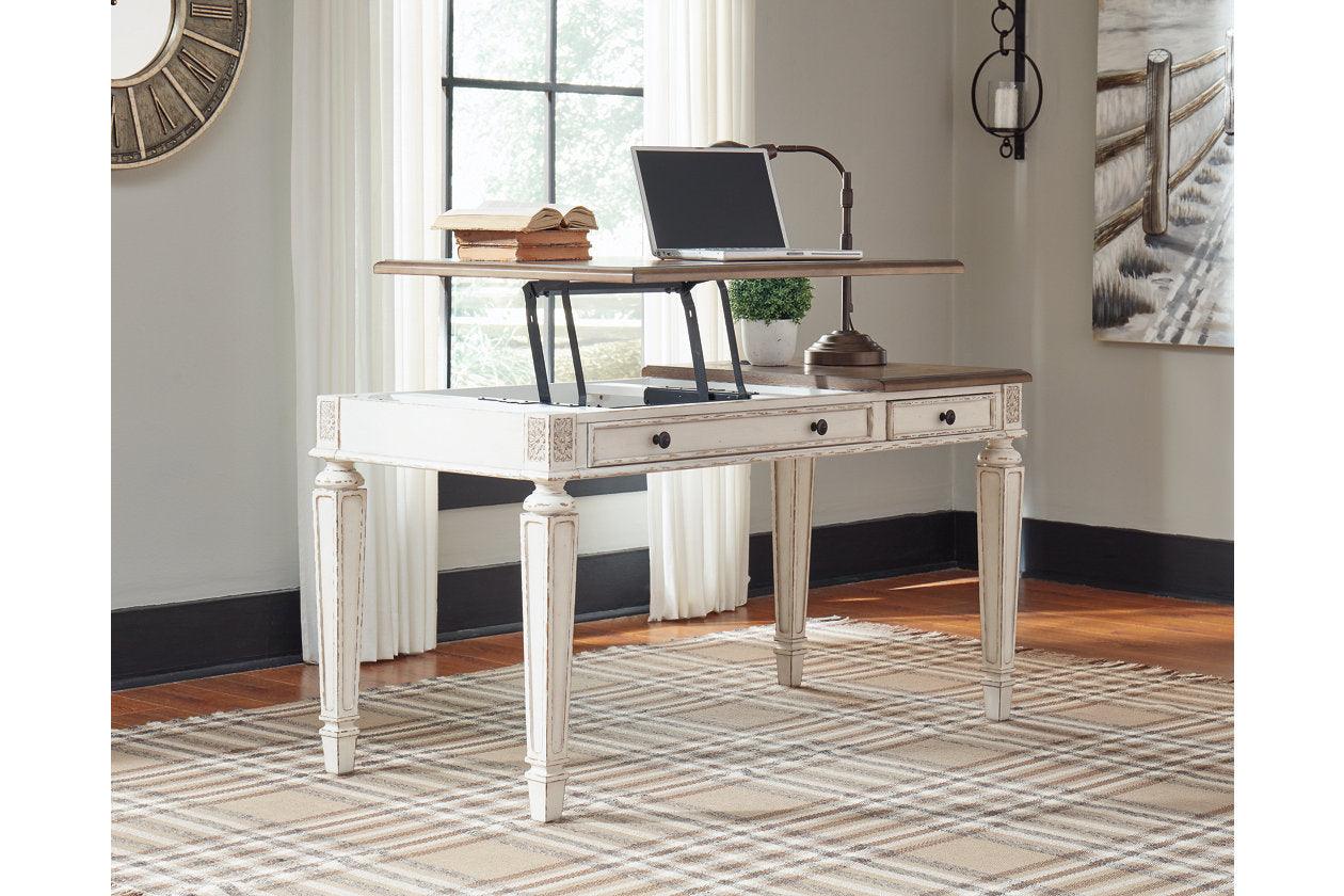 Realyn White/Brown Home Office Lift Top Desk - Image 4