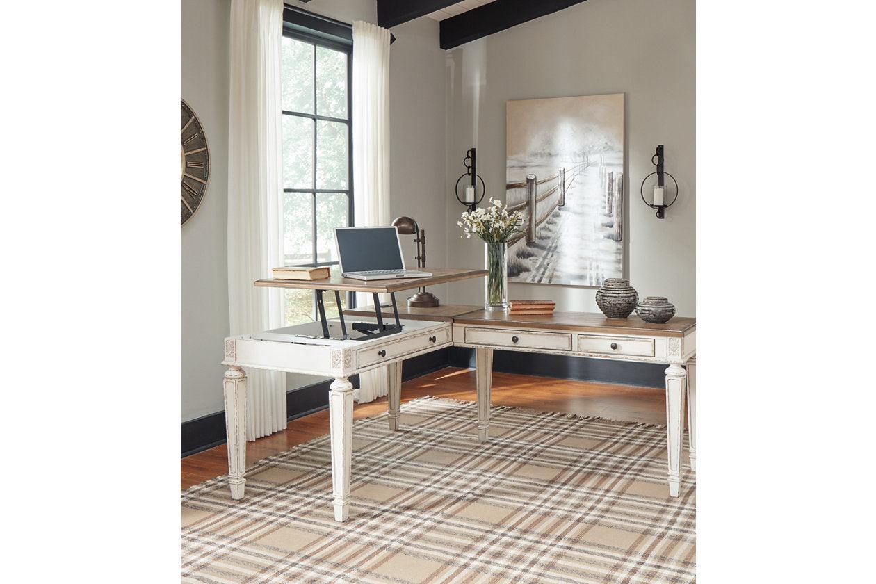 Realyn White/Brown Home Office Lift Top Desk - Image 7