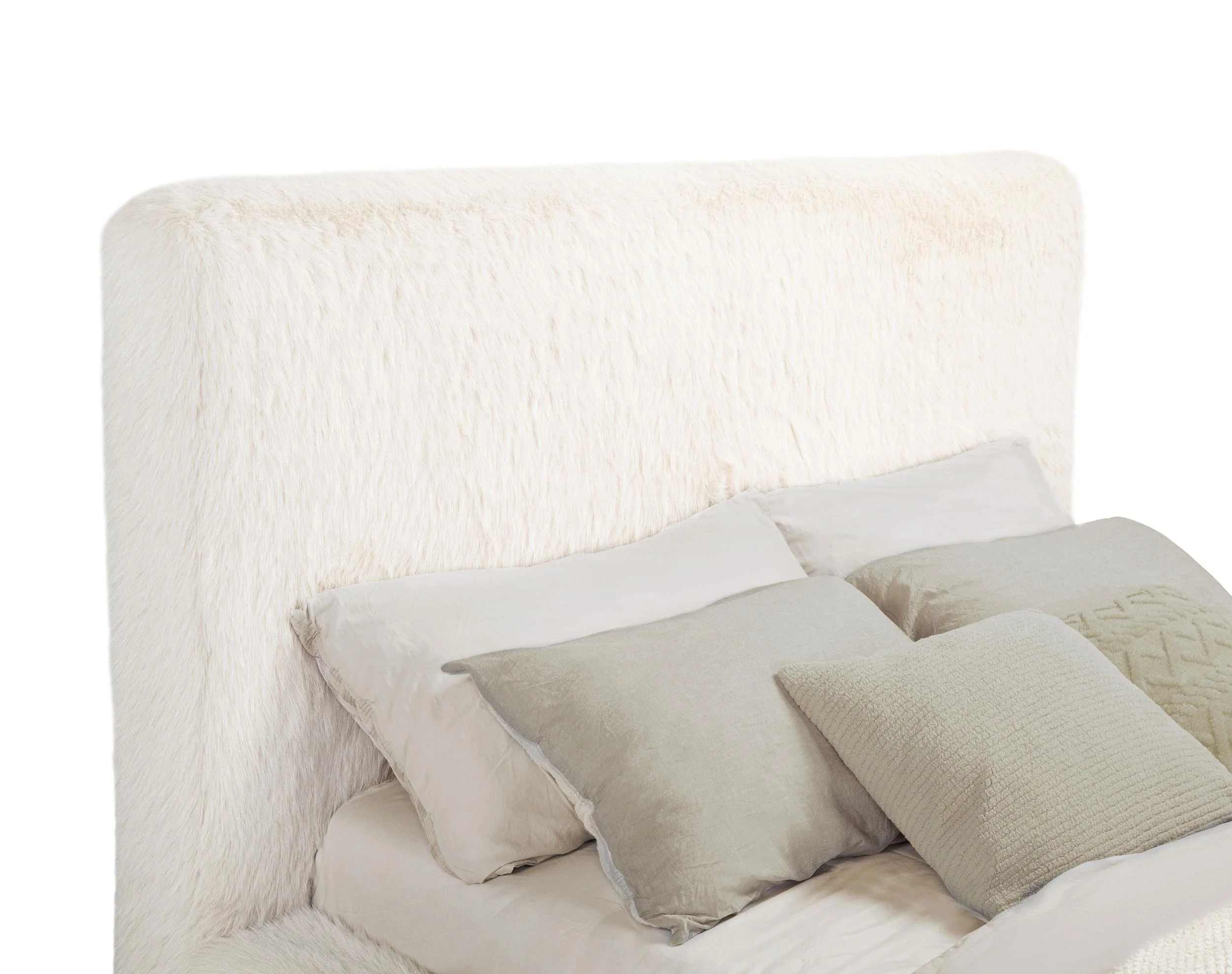 Rebecca Cream Faux Fur Upholstered Queen Bed - Image 3