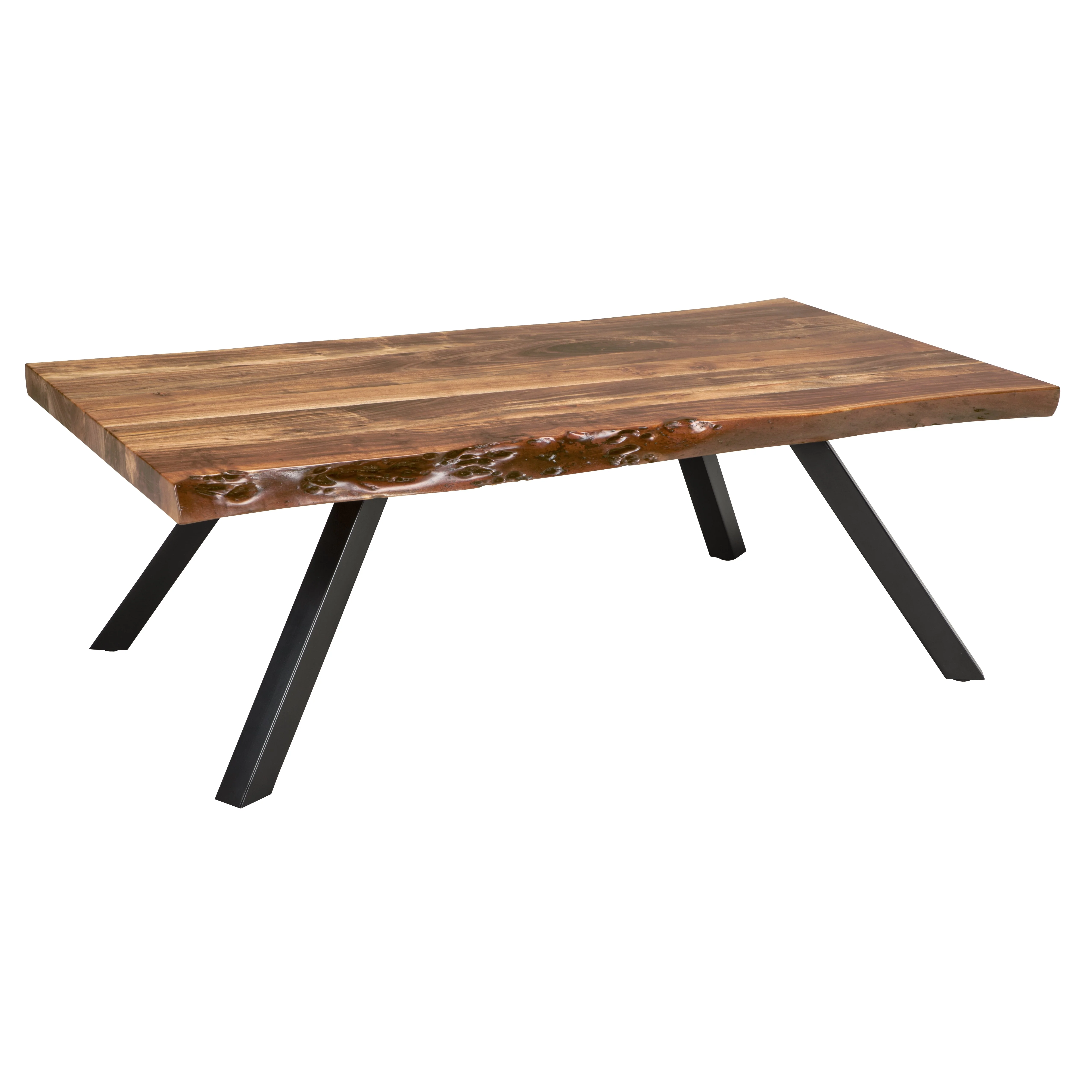 Reese Live Edge Solid Wood Metal Leg Coffee Table in Natural Acacia - Image 3