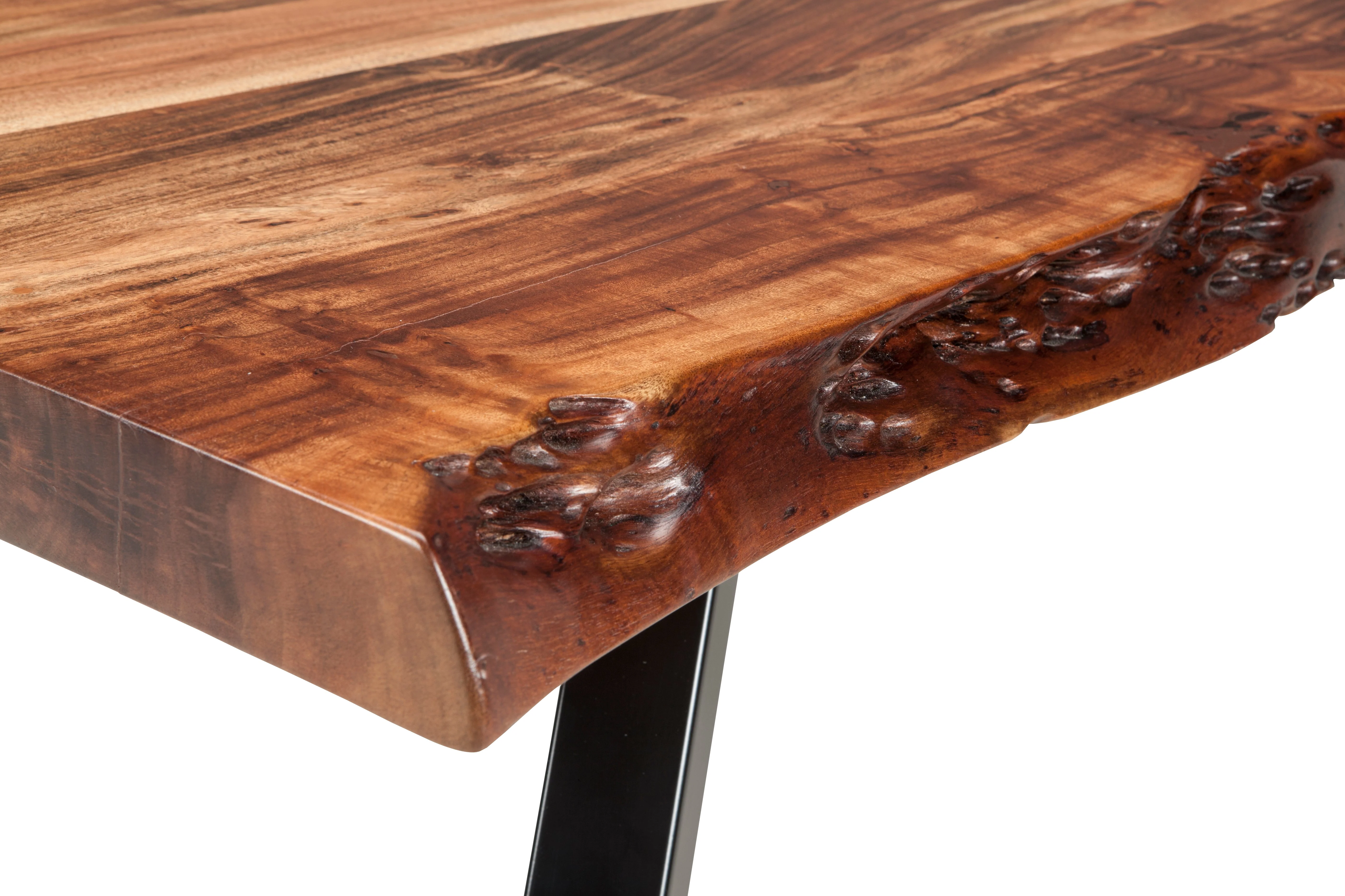 Reese Live Edge Solid Wood Metal Leg Coffee Table in Natural Acacia - Image 5