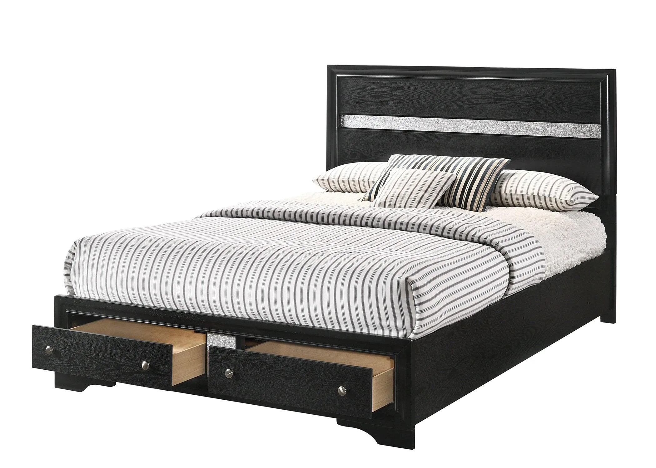 Regata Black and Silver Queen Storage Platform Bed - Image 3