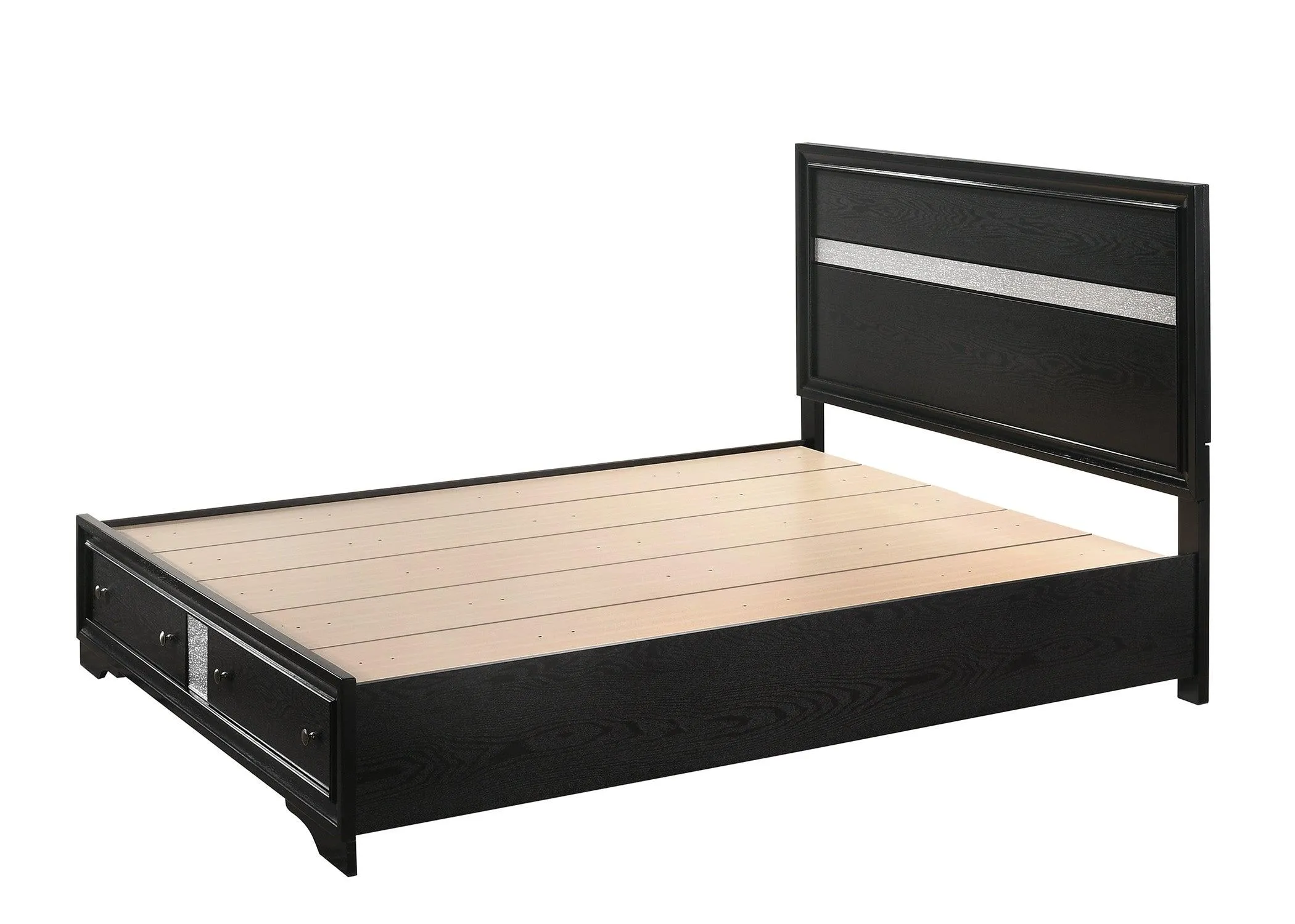 Regata Black and Silver Queen Storage Platform Bed - Image 4