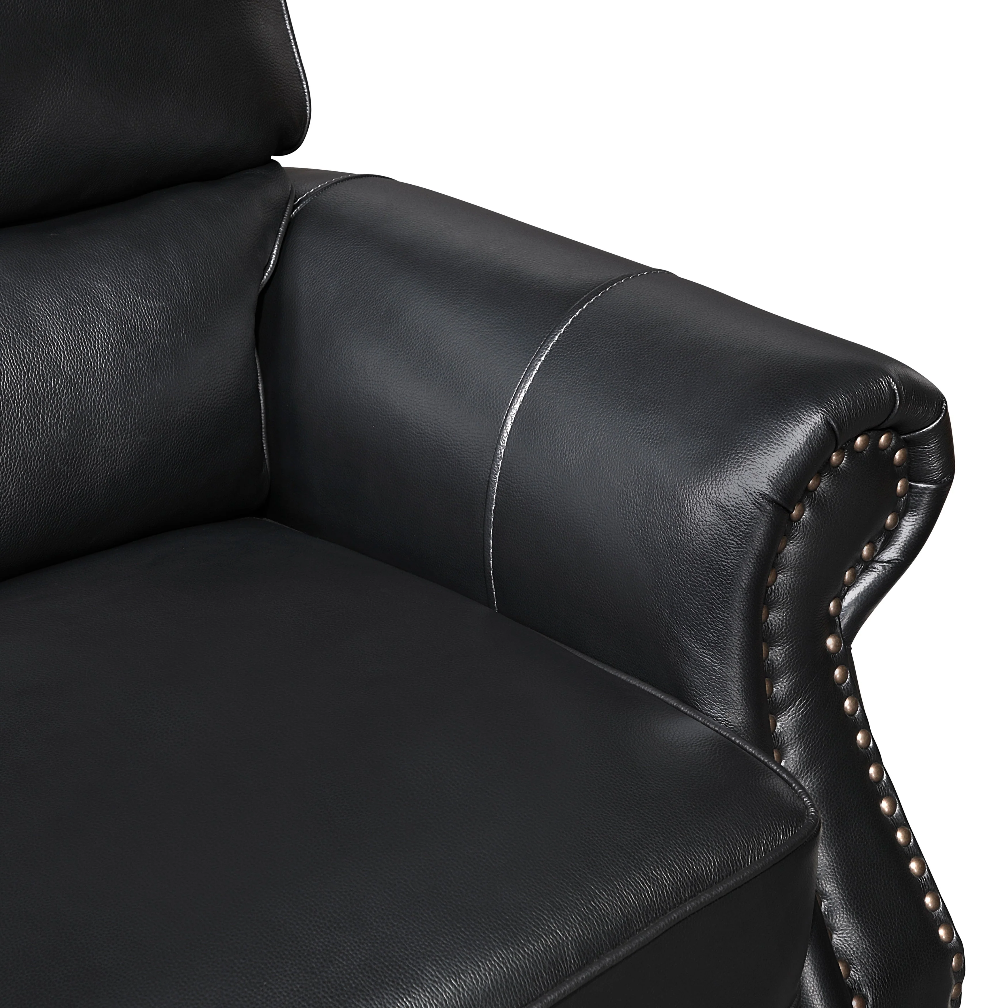 Remington Black Push Back Leather Reclining Chair - Image 10