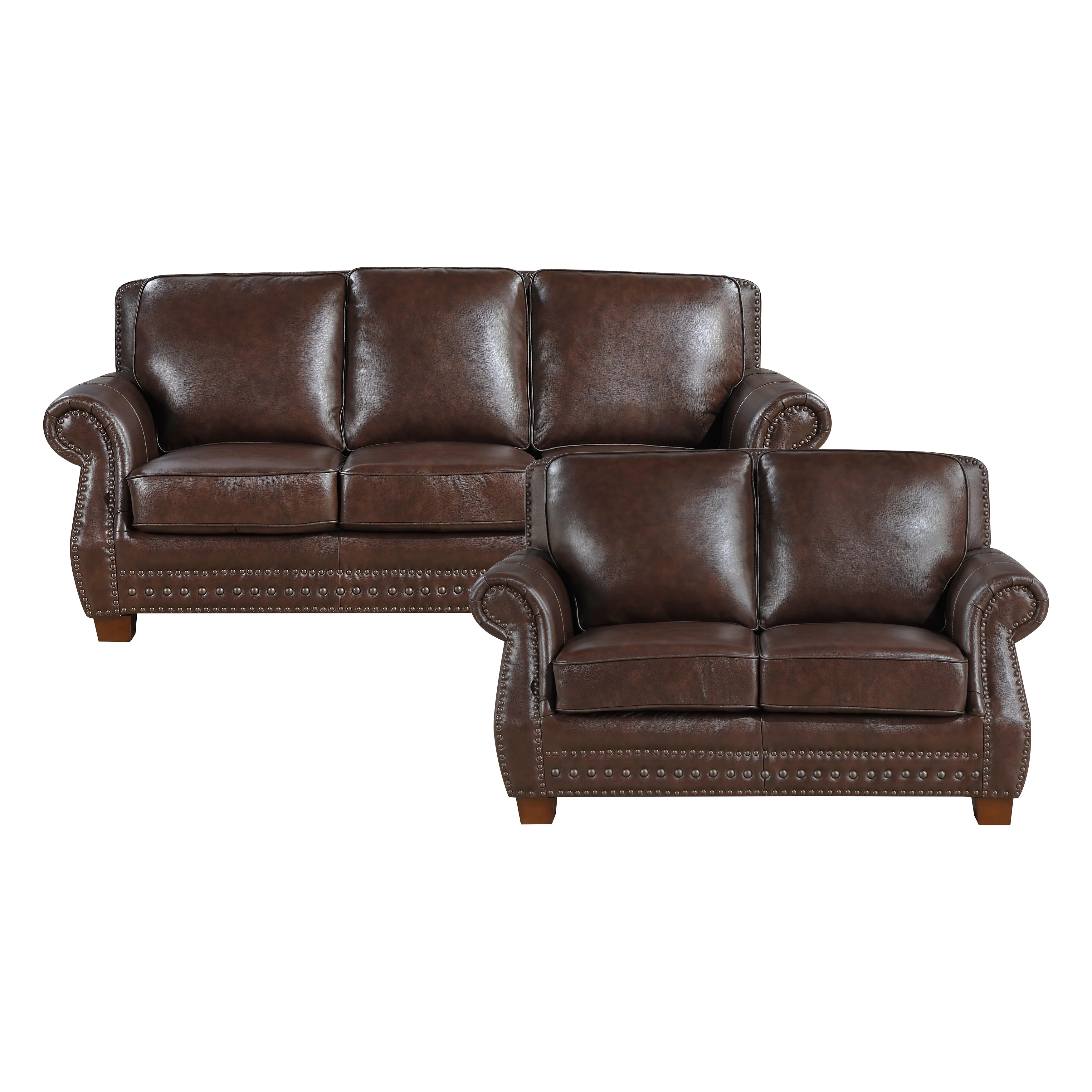 Remington Brown Leather Reclining sofa and Loveseat - Image 2