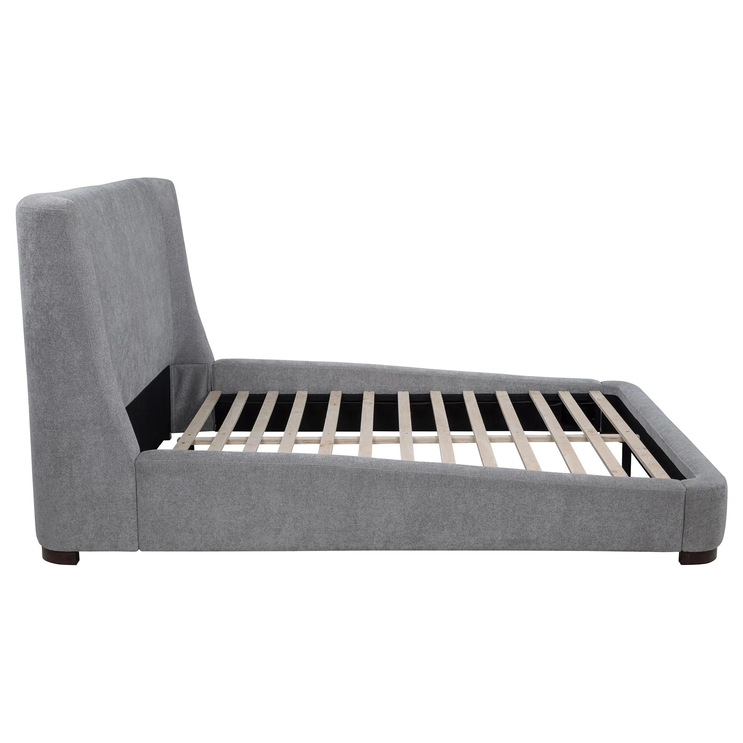 Rennes Gray Upholstered Eastern King Wingback Platform Bed - Image 6