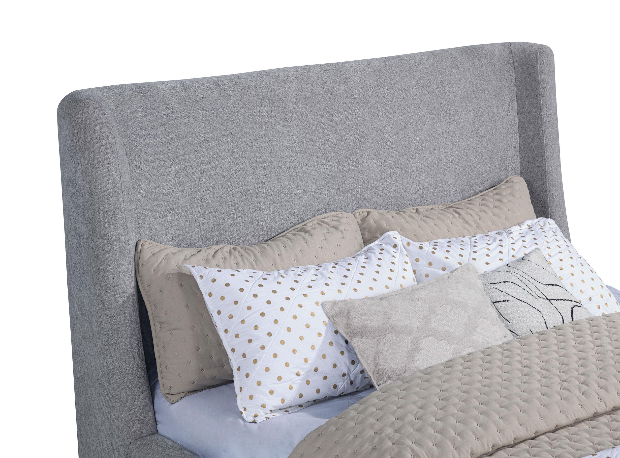 Rennes Gray Upholstered Eastern King Wingback Platform Bed - Image 7