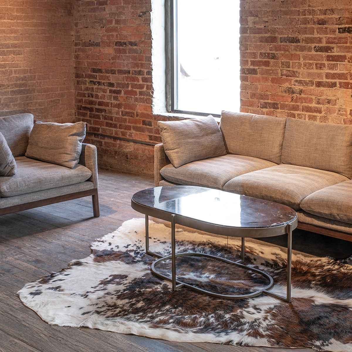 Reno 43" Coffee Table with Black Marble and Antique Brass Base - Image 3