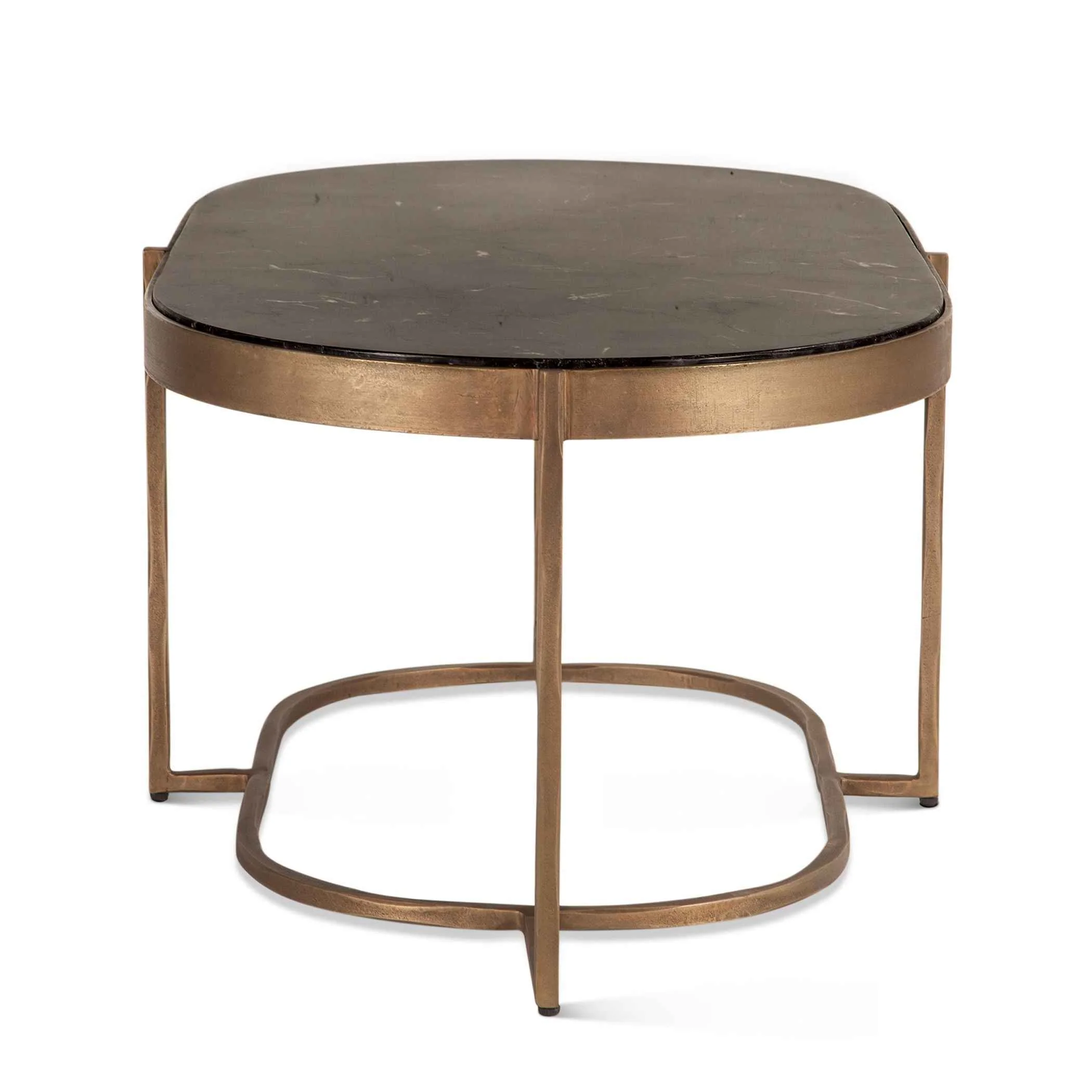 Reno 43" Coffee Table with Black Marble and Antique Brass Base - Image 4