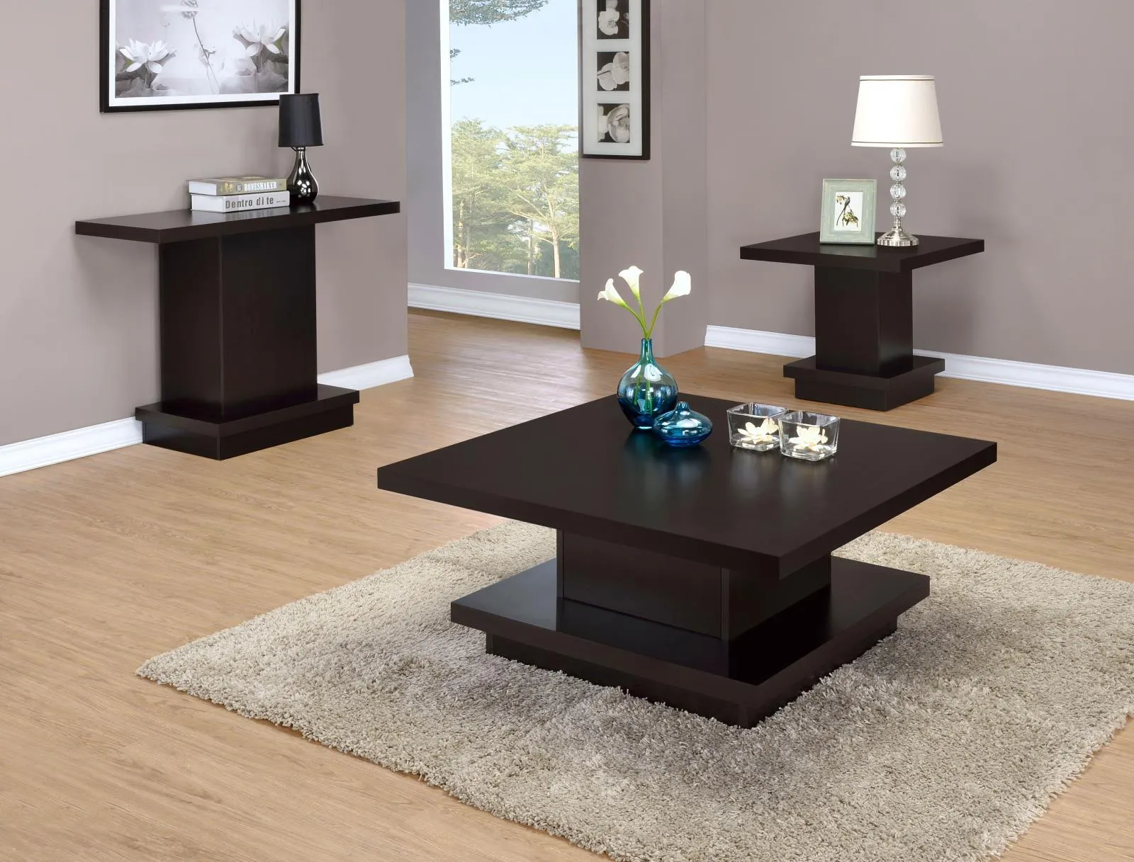 Reston Cappuccino Pedestal Sofa Table - Image 2