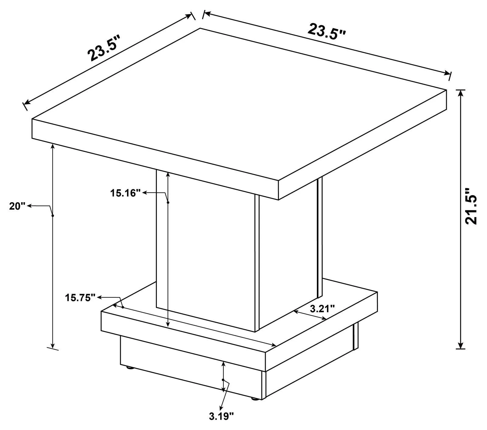 Reston Cappuccino Pedestal Square End Table - Image 4