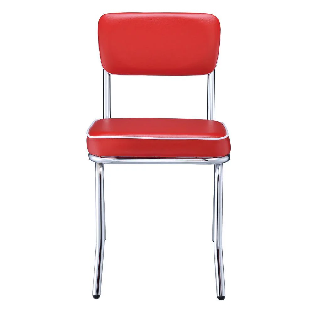 Retro Red/Chrome Open Back Side Chairs, Set of 2 - Image 2