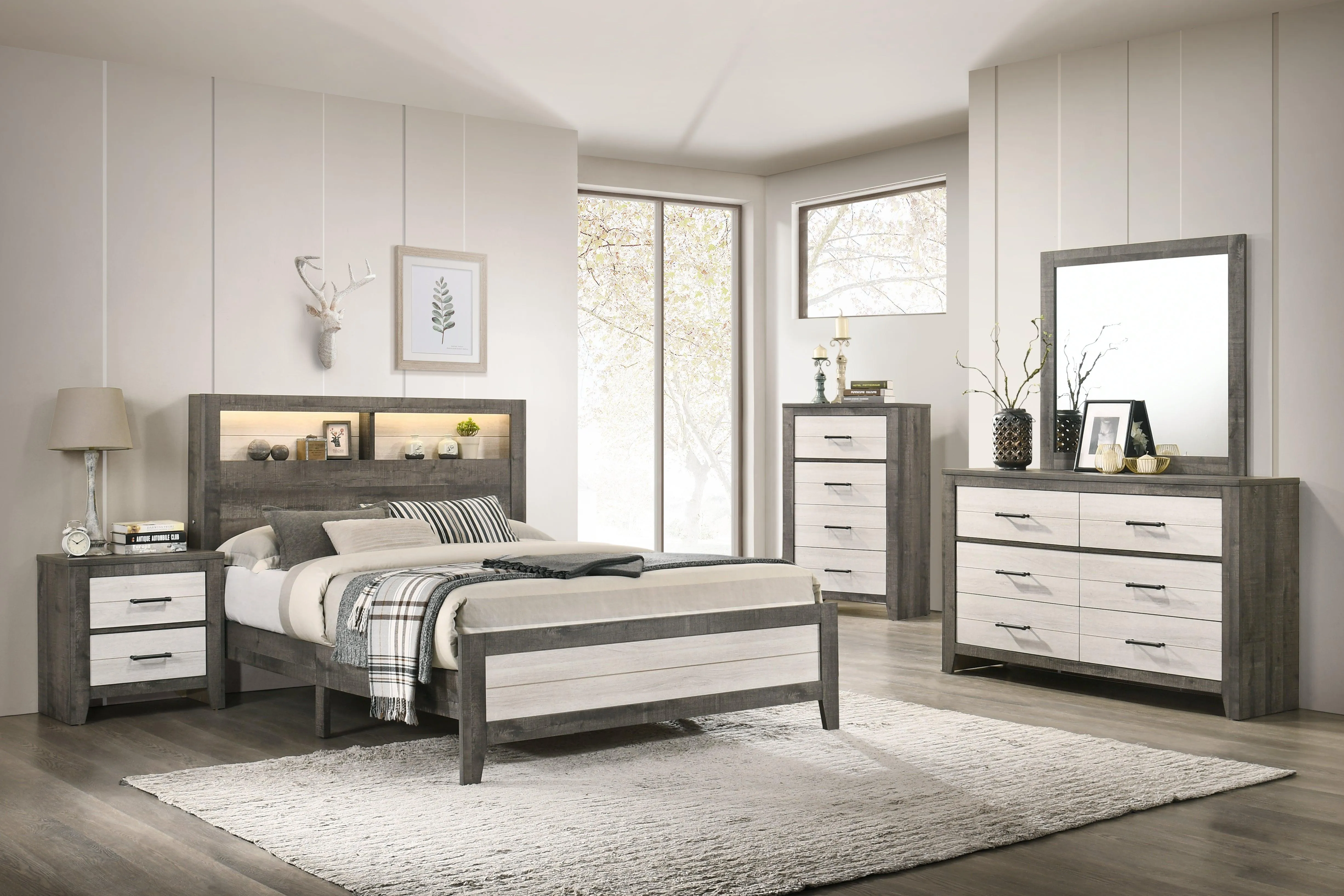 Rhett Brown and Cream King LED Platform Bed - Image 2