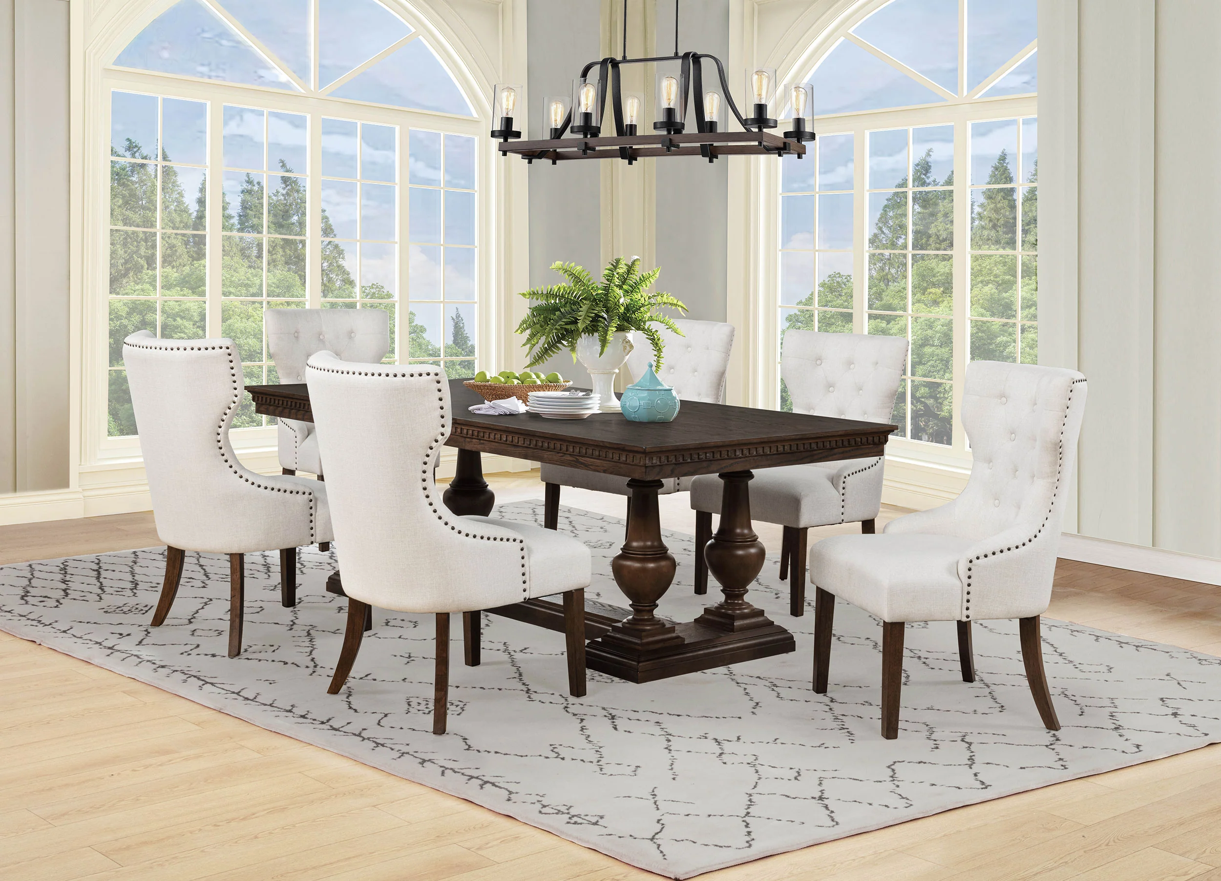 Ridgewell Dark Oak 7-piece Rectangular Trestle Dining Set