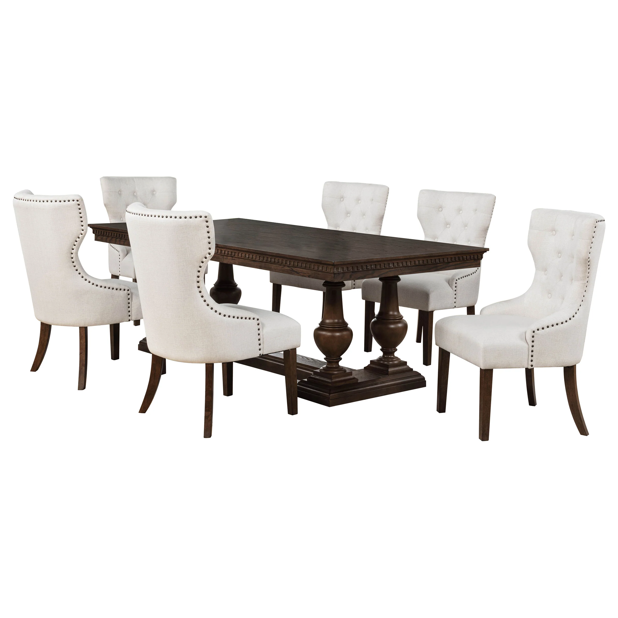 Ridgewell Dark Oak 7-piece Rectangular Trestle Dining Set - Image 2