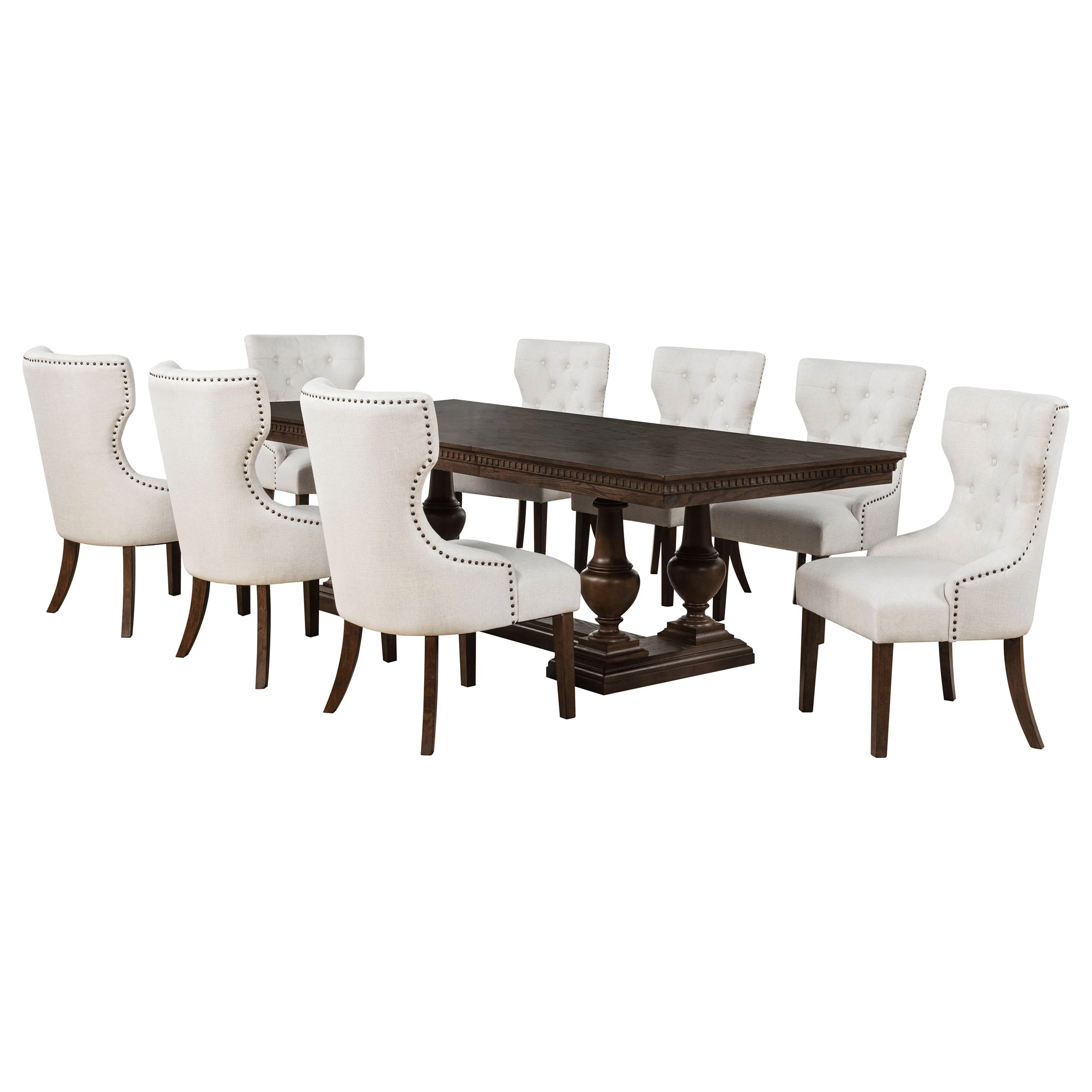 Ridgewell Dark Oak 9-piece Rectangular Trestle Dining Set - Image 2