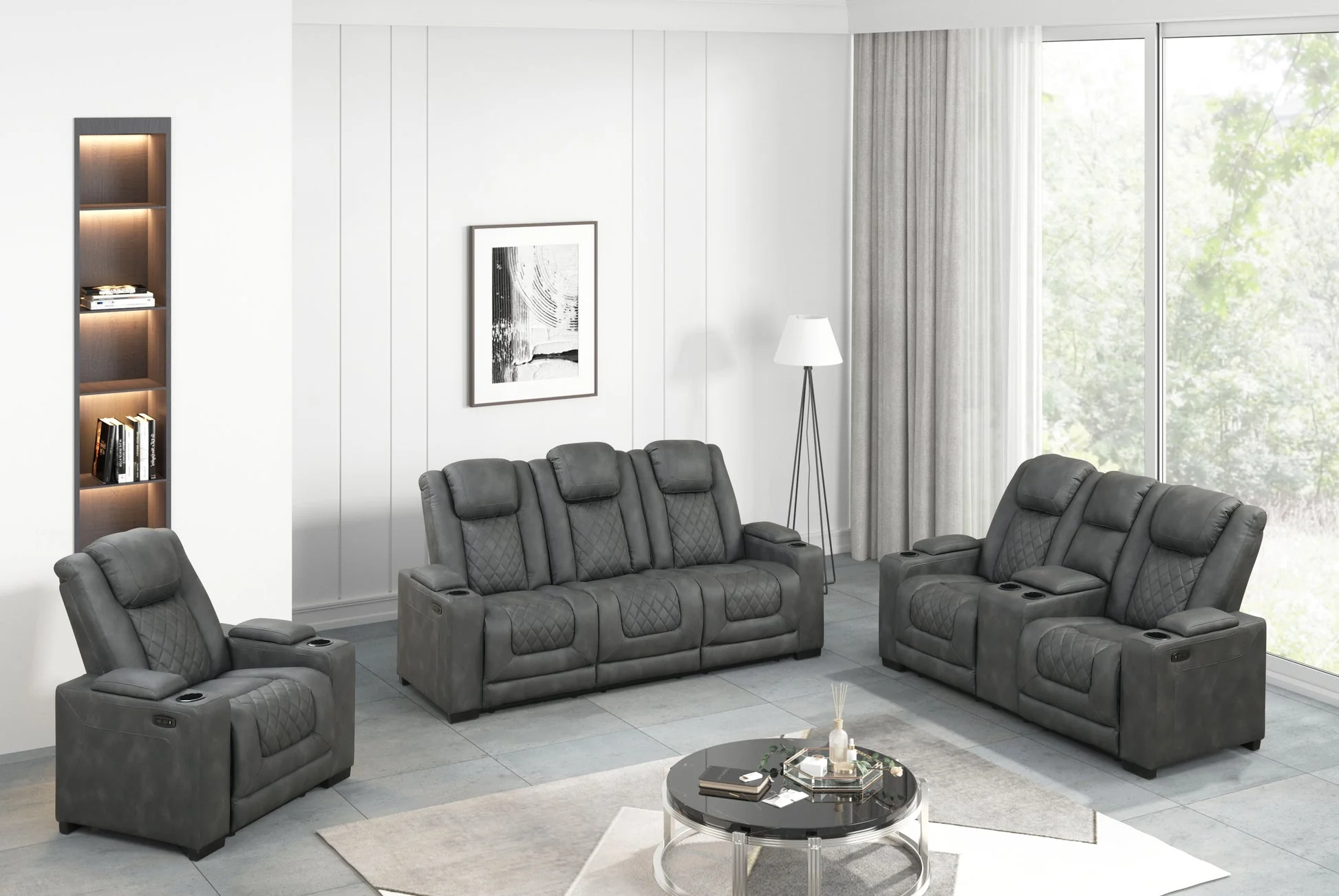 Rima Dark Grey 3-Piece Power Reclining Living Room Set [Special Price]