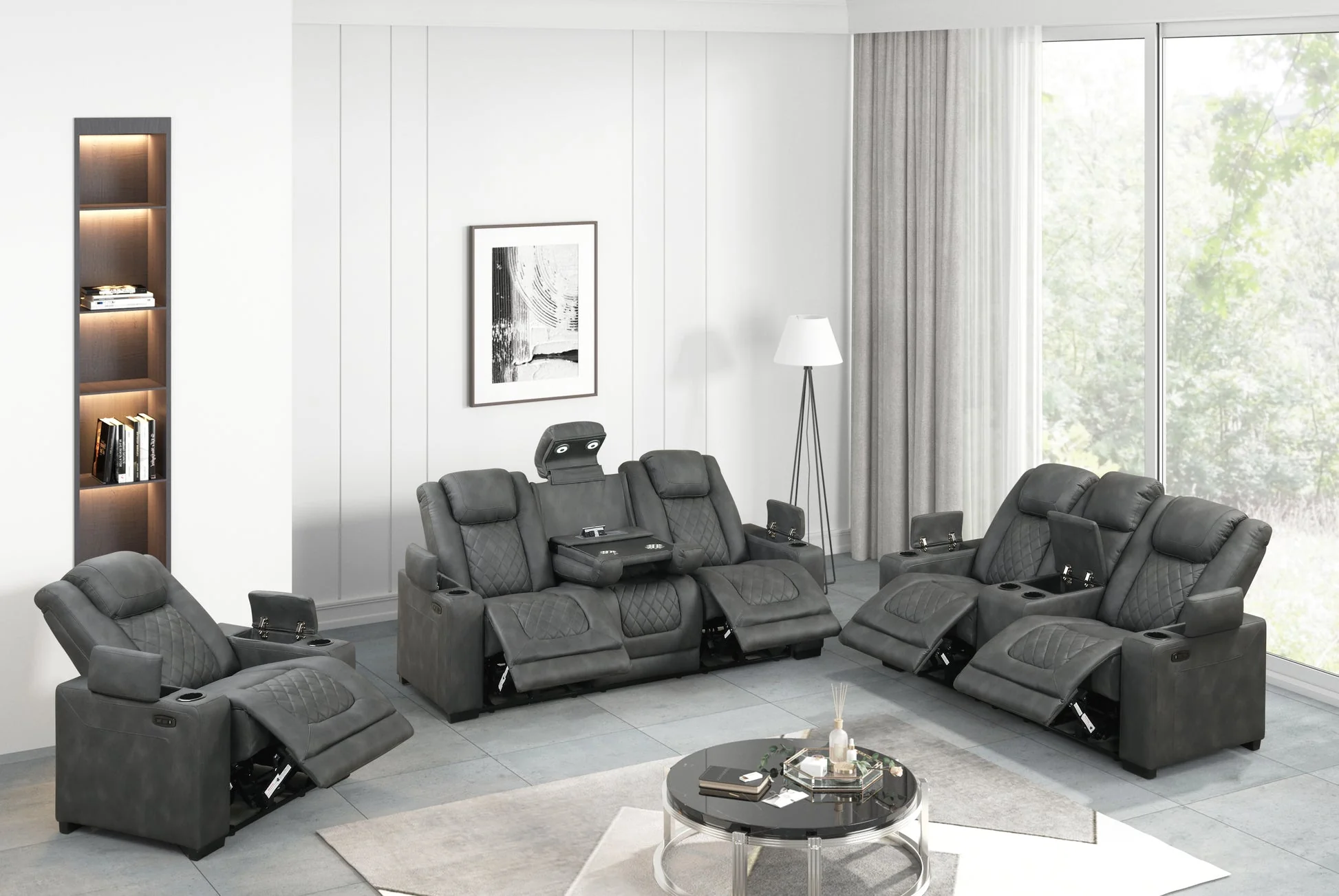 Rima Dark Grey 3-Piece Power Reclining Living Room Set [Special Price] - Image 3