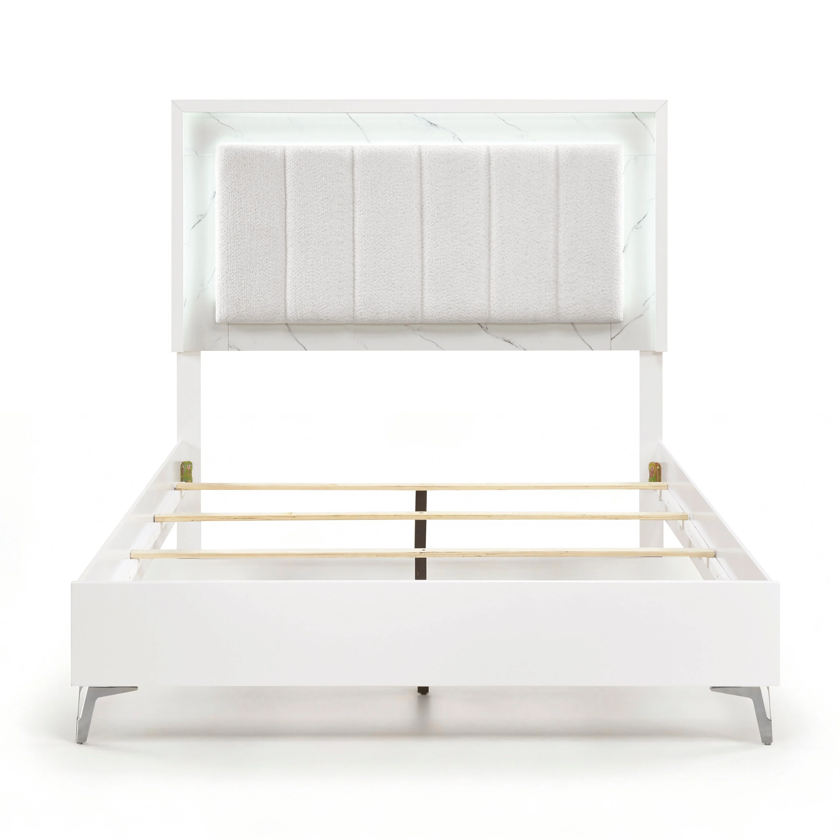 Ripple White Queen Led Panel Bed - Image 8