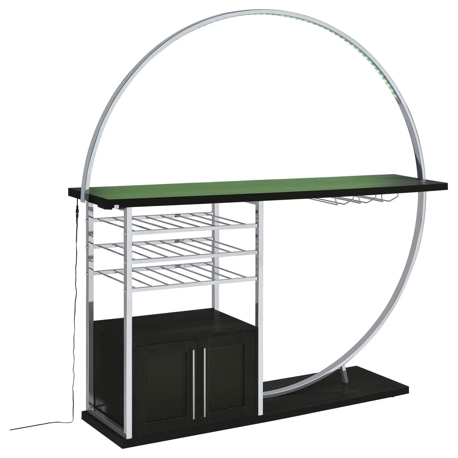 Risley Dark Charcoal 2-door Circular LED Home Bar with Wine Storage - Image 6