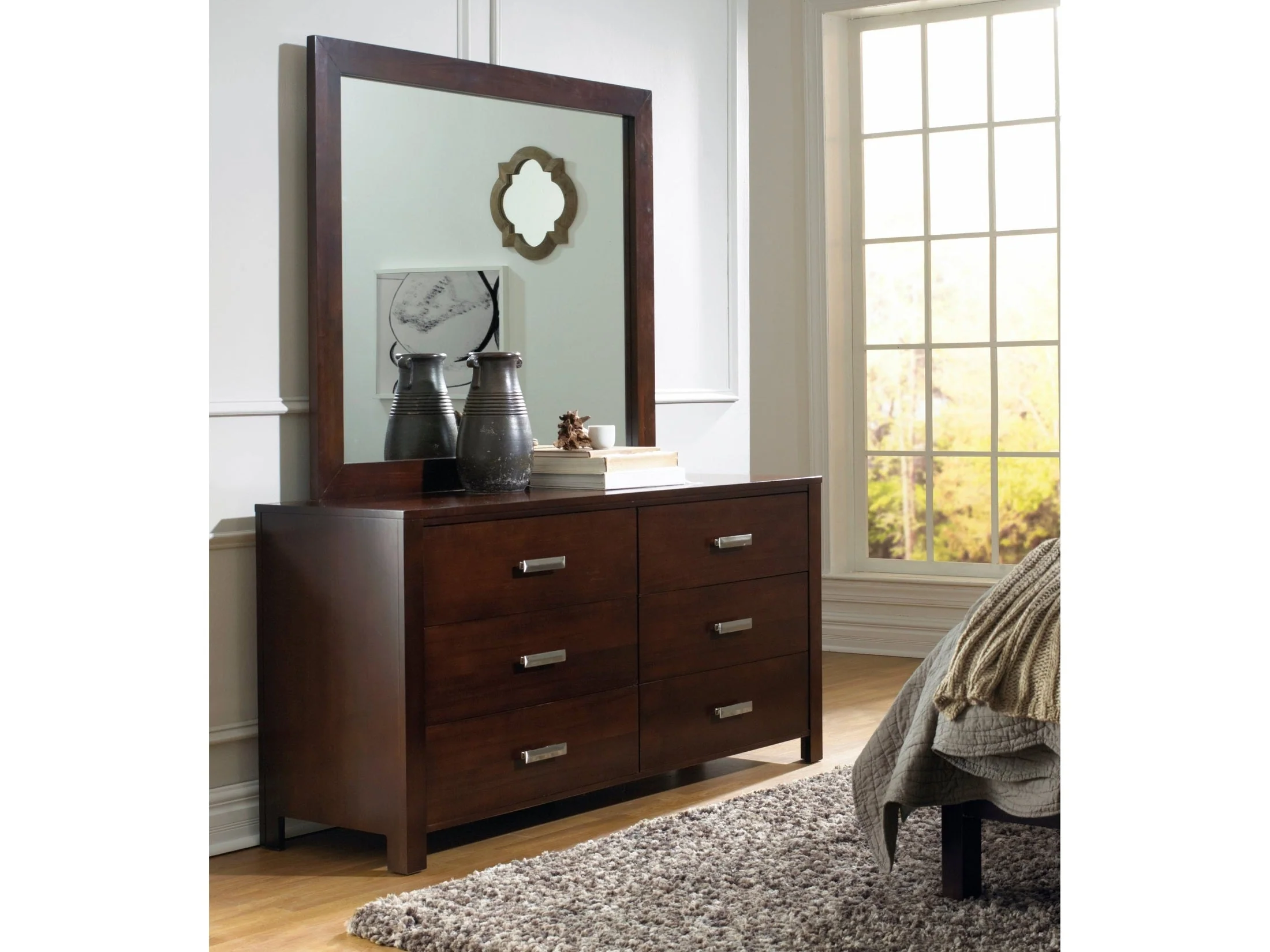 Riva Six Drawer Dresser in Chocolate Brown