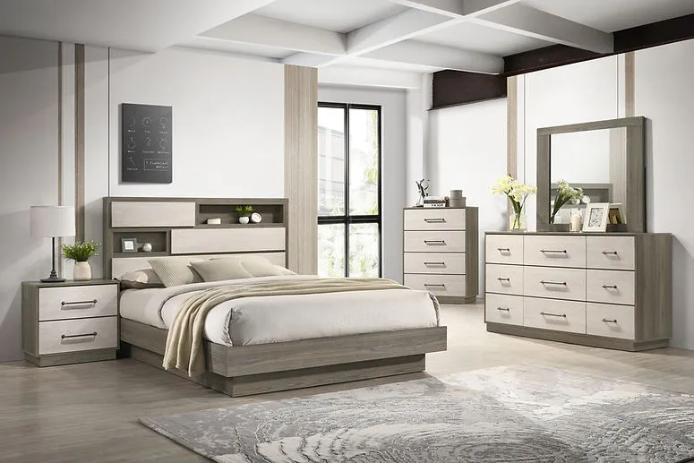 River Grey/Beige Platform Bedroom Set
