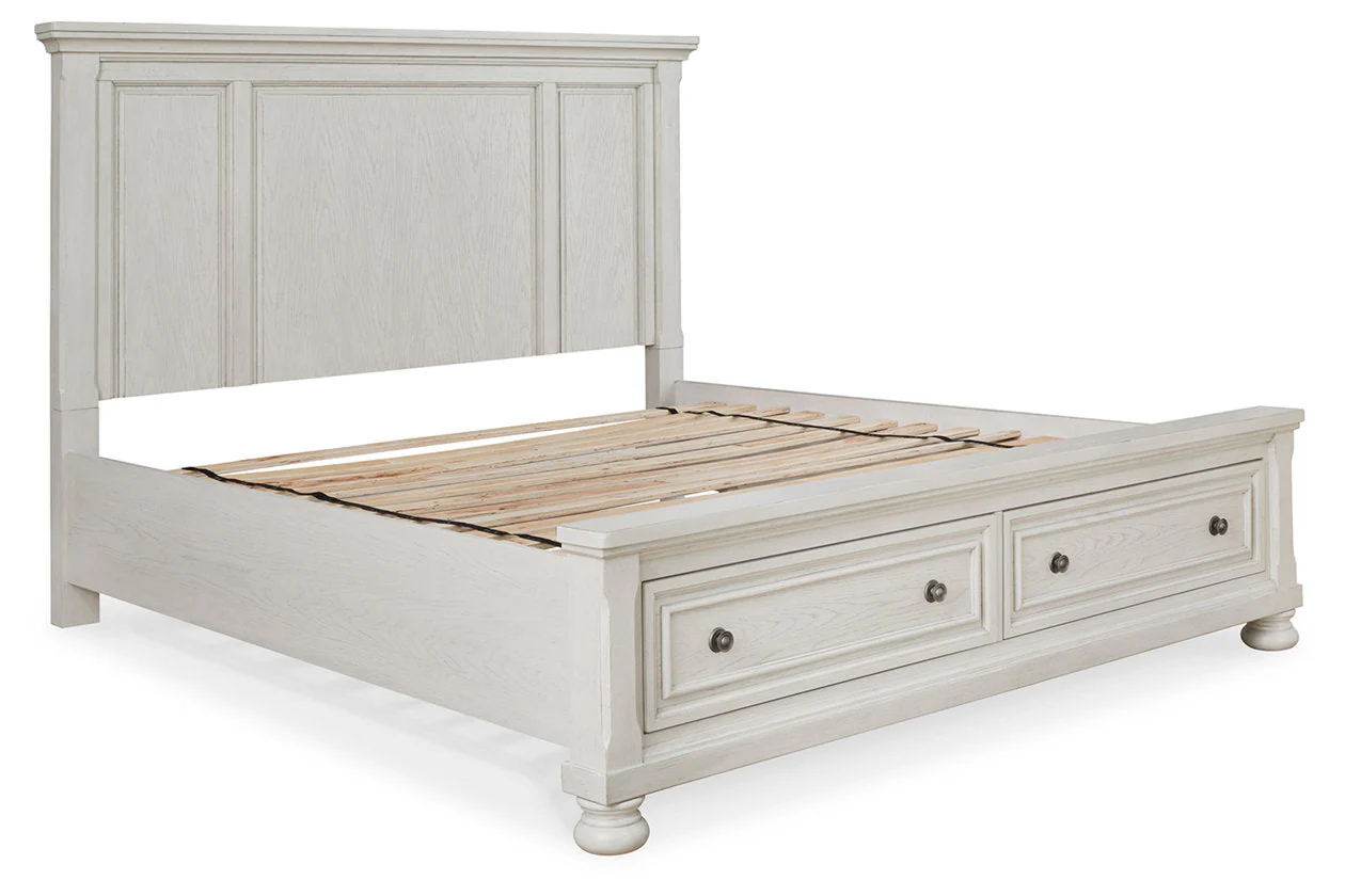 Robbinsdale Antique White King Storage Platform Bed - Image 3