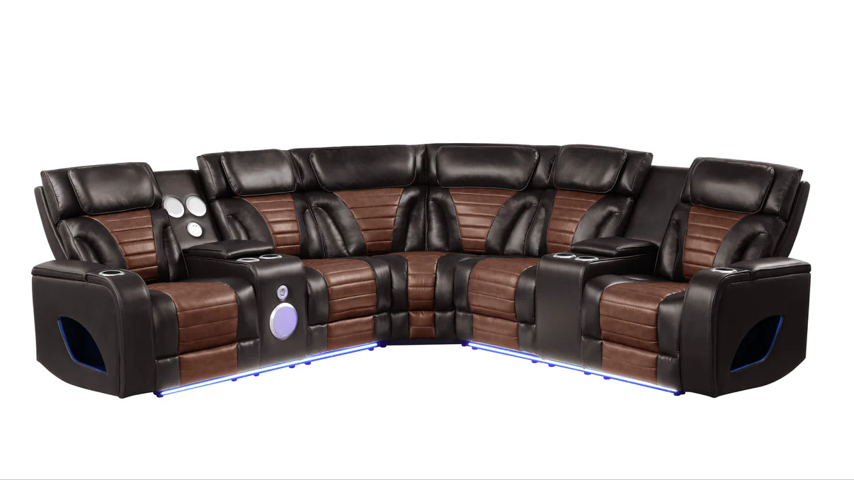 Robin Brown Leather Power Reclining Sectional [Special Price] - Image 4