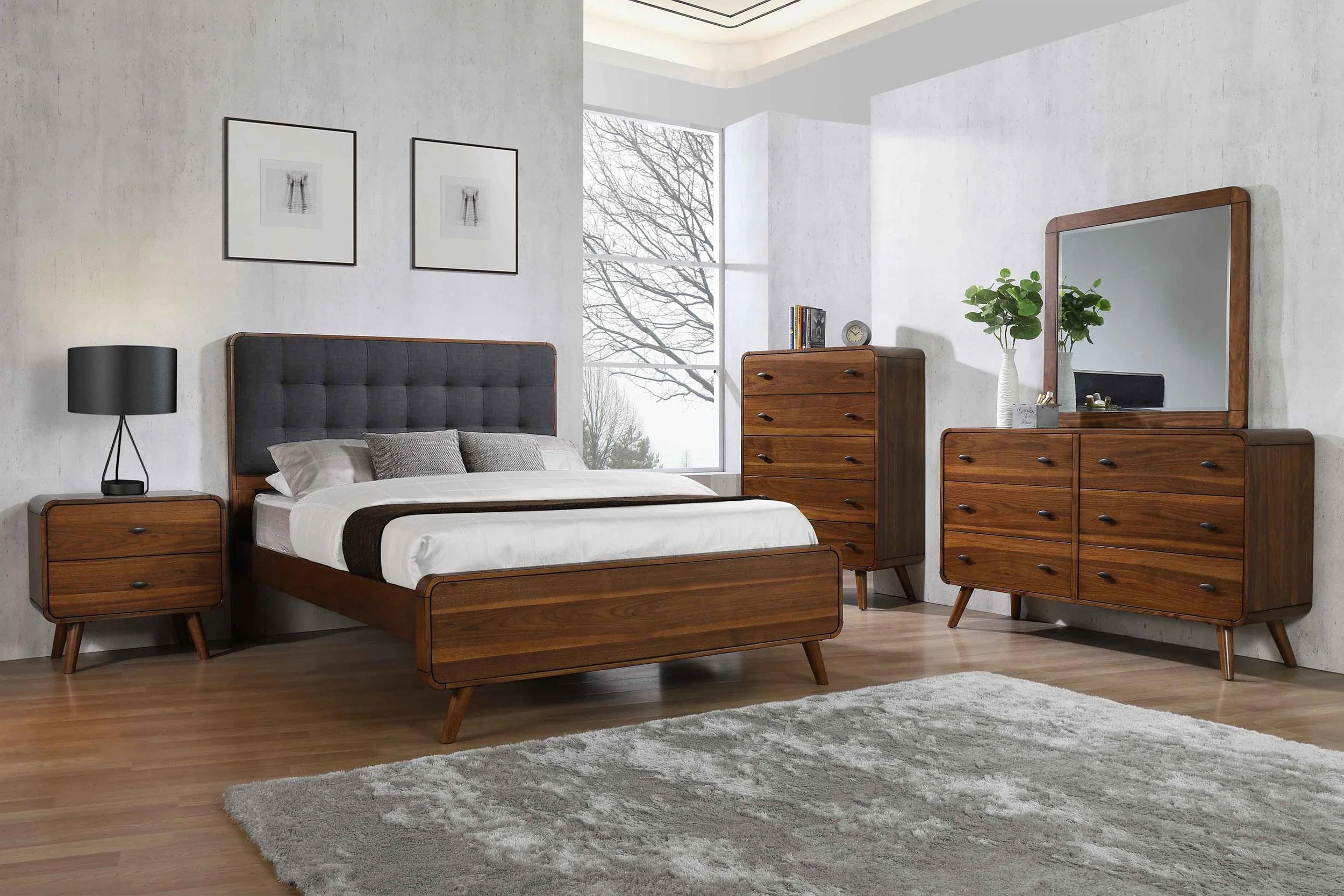 Robyn Dark Walnut Wood Full Platform Bed - Image 10