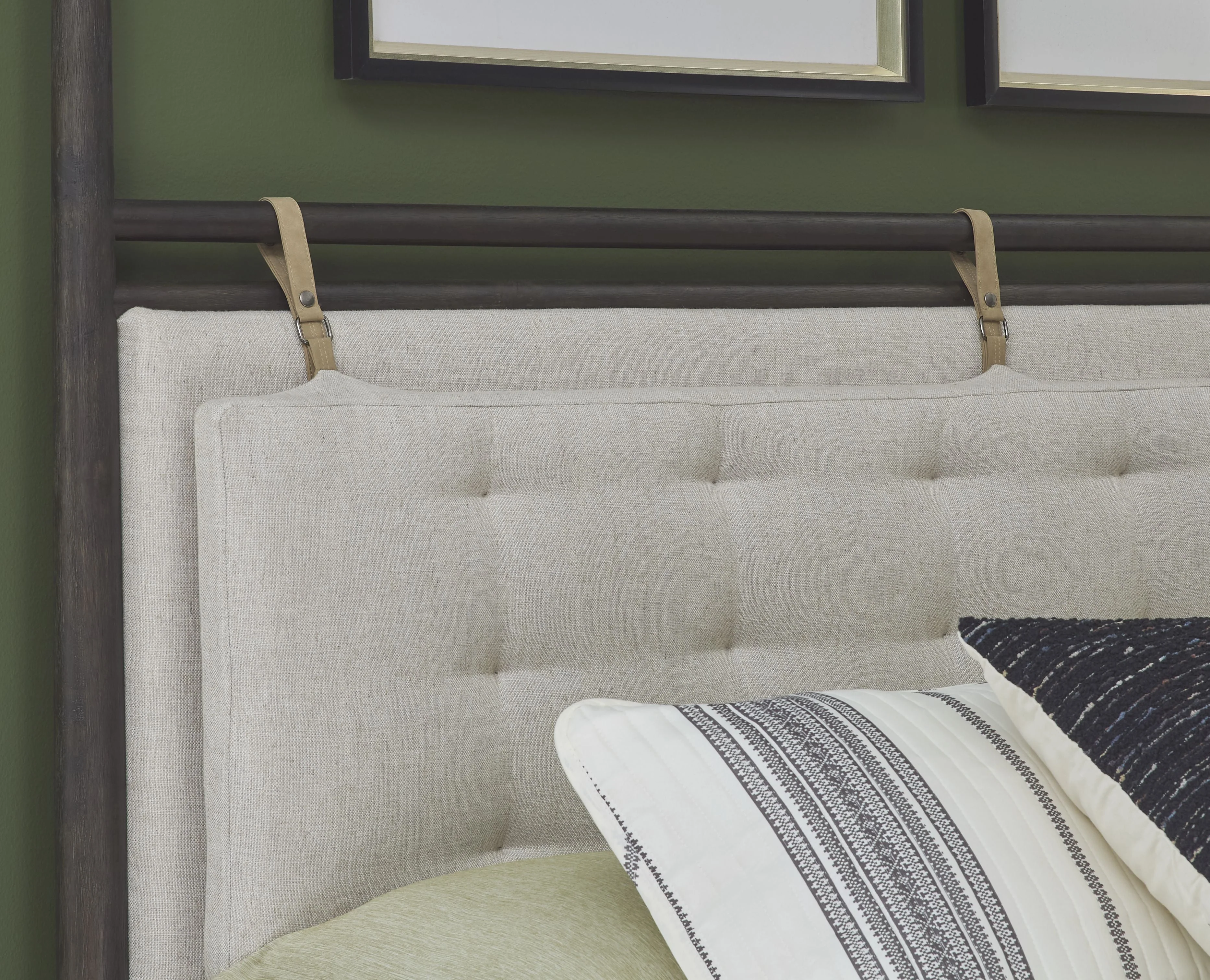 Rockport Full Upholstered Poster Bed in Yin and Turtle Dove Linen - Image 2