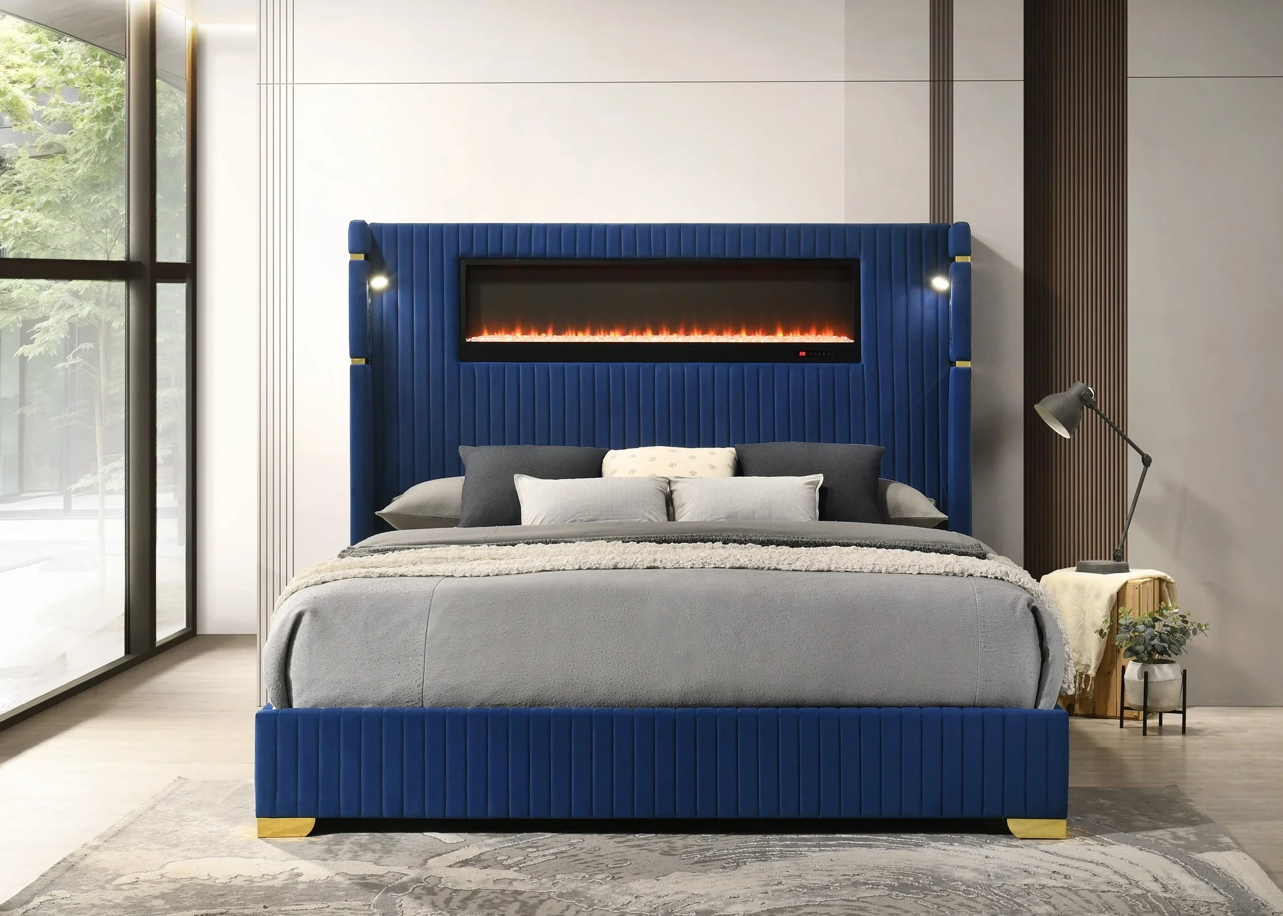 Romance Blue Queen Platform Bed