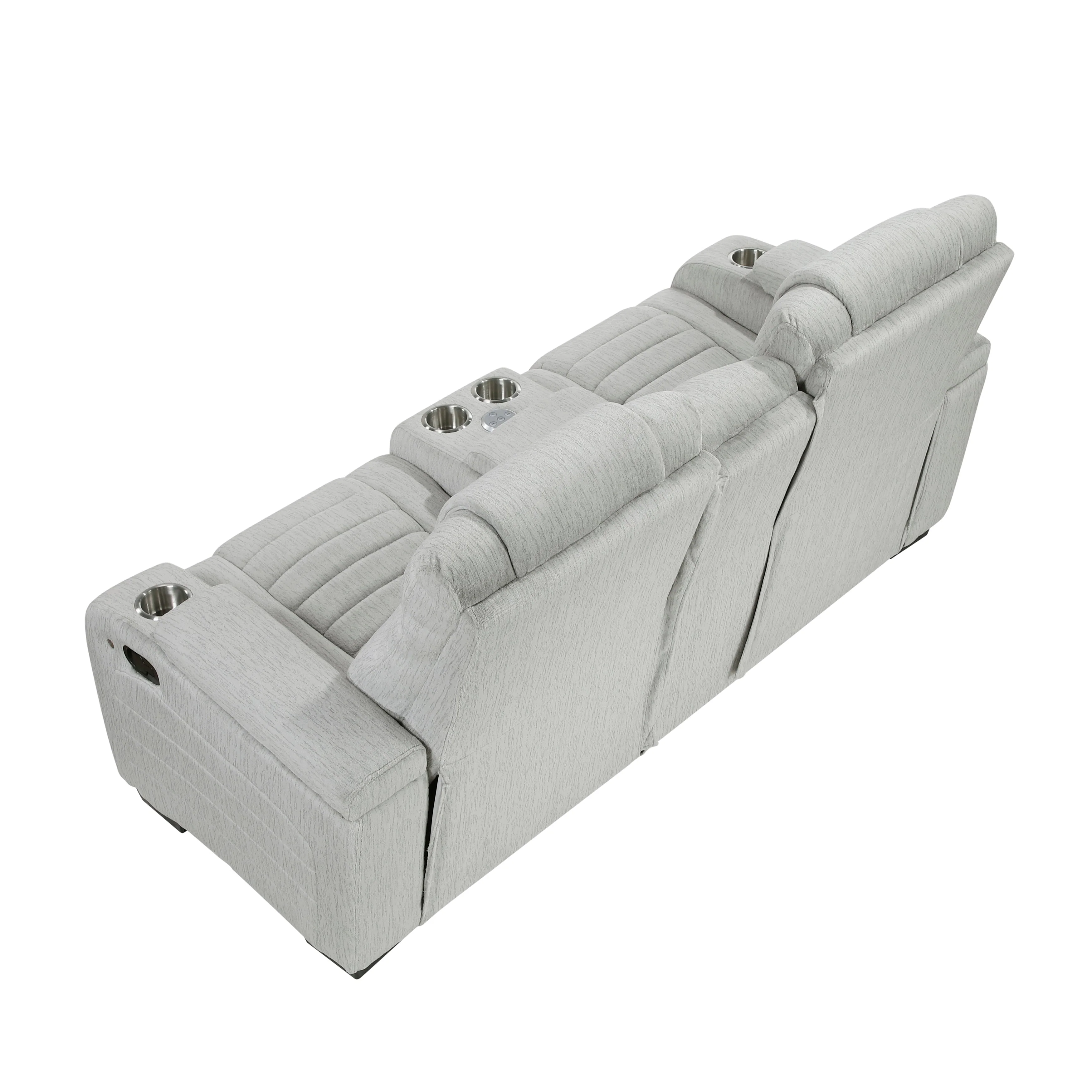 Ronan Light Gray Double Reclining Loveseat with Center Console - Image 5