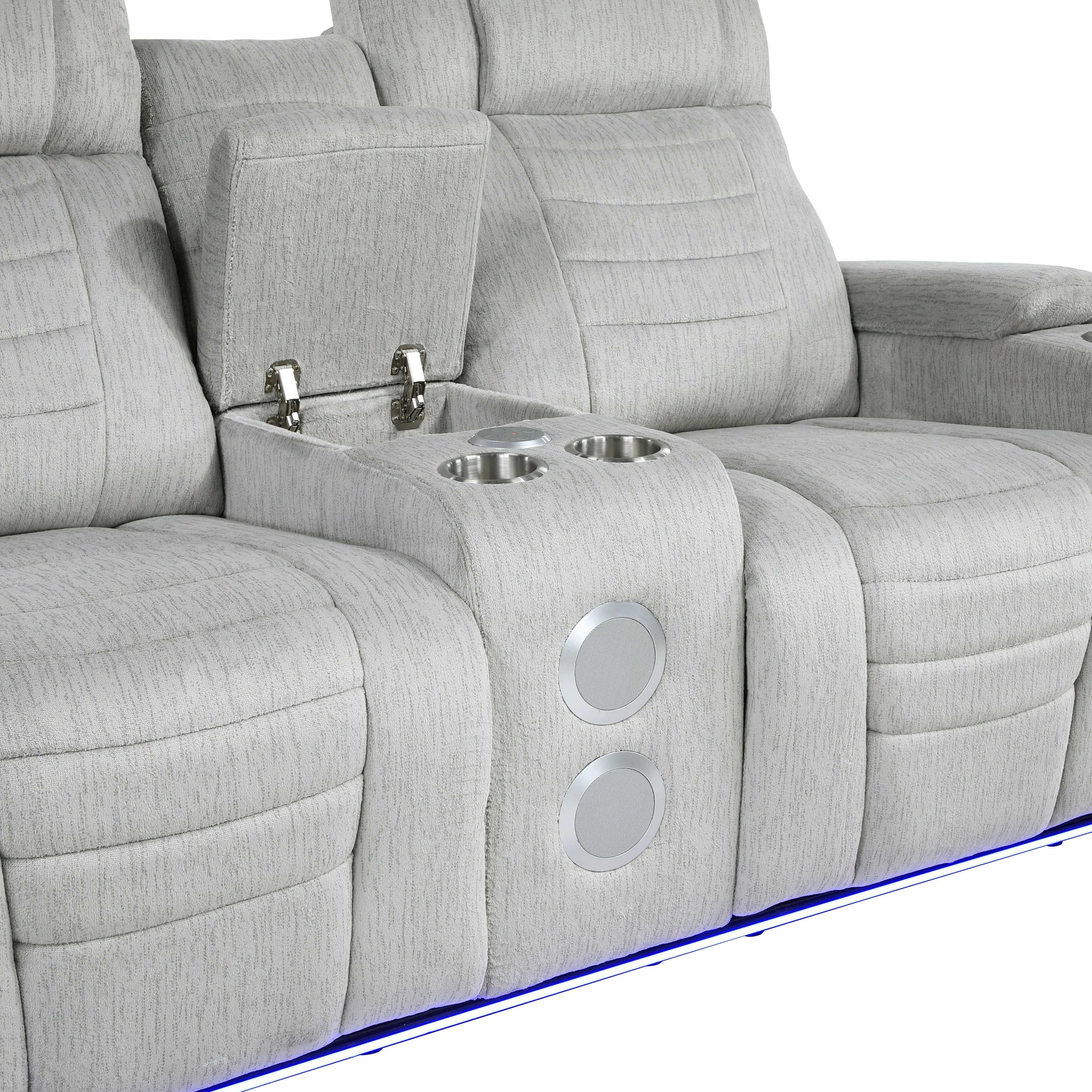 Ronan Light Gray Double Reclining Loveseat with Center Console - Image 9