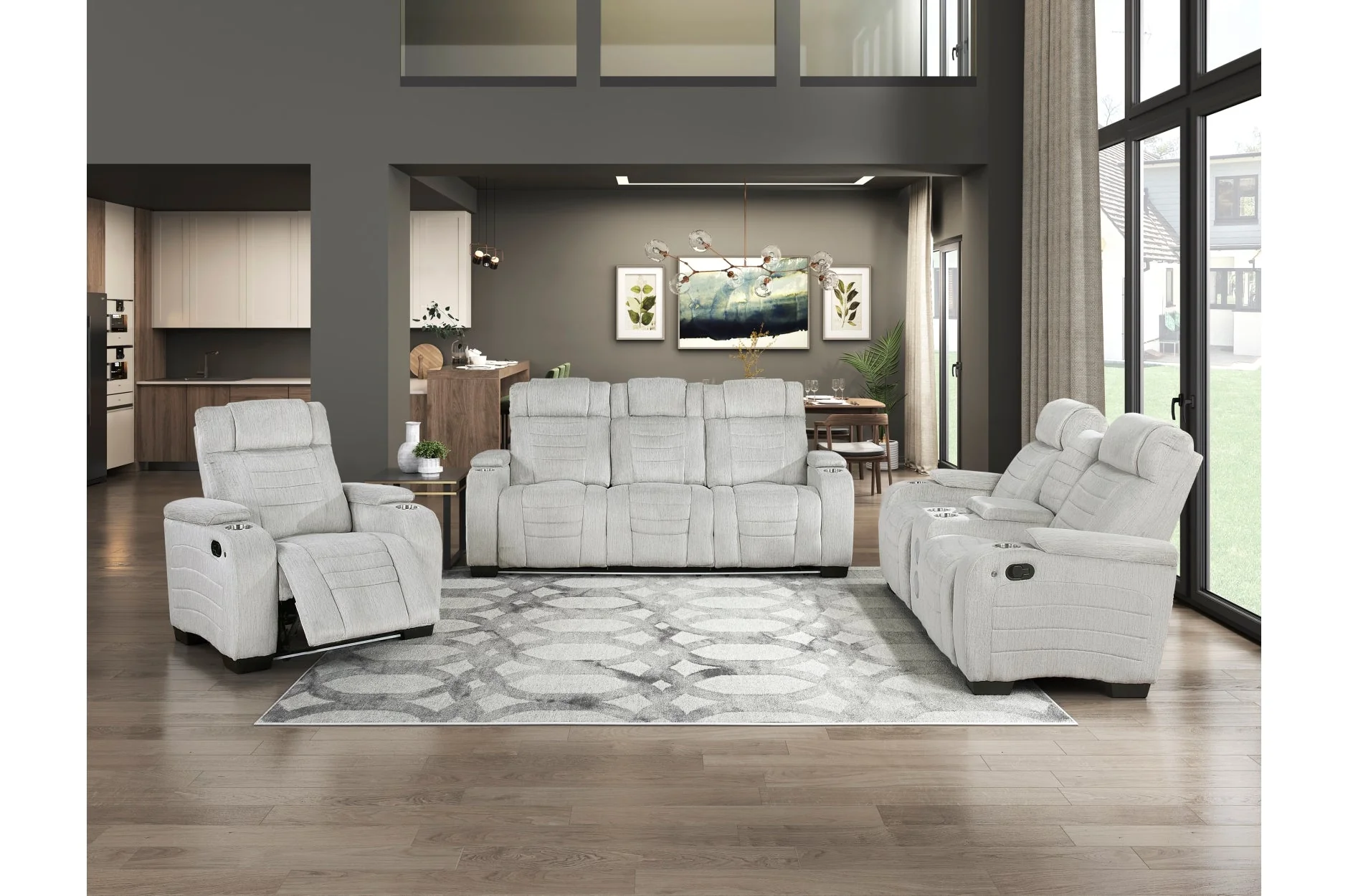 Ronan Light Gray Reclining Chair - Image 3