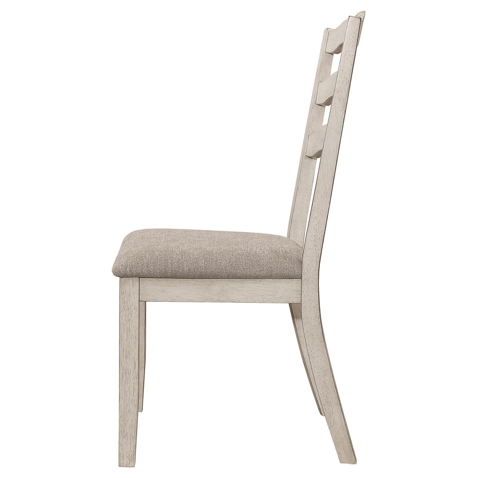 Ronnie Ladder Back Padded Seat Dining Side Chair Khaki and Rustic Cream (Set of 2) - Image 5