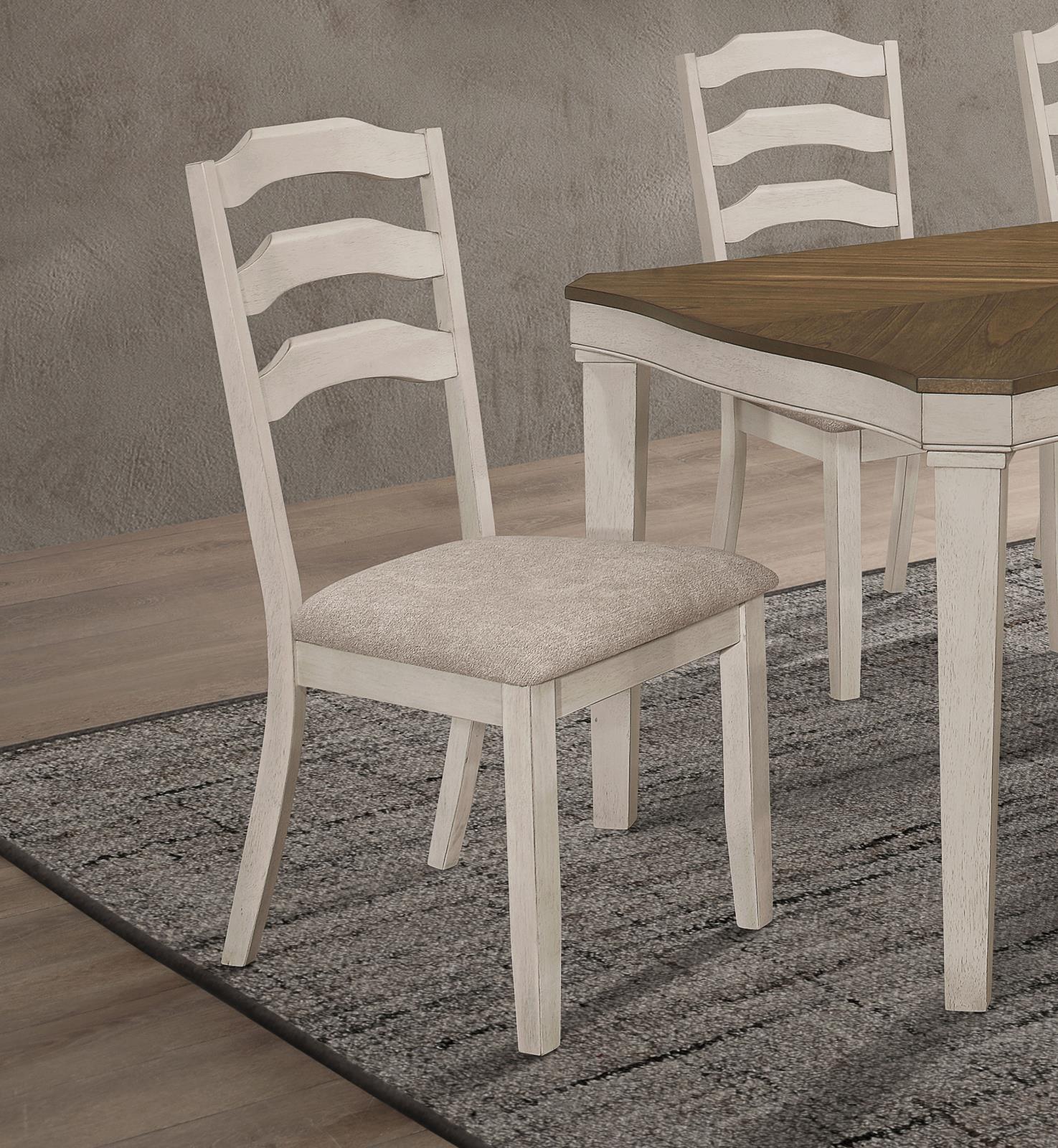 Ronnie Ladder Back Padded Seat Dining Side Chair Khaki and Rustic Cream (Set of 2) - Image 9