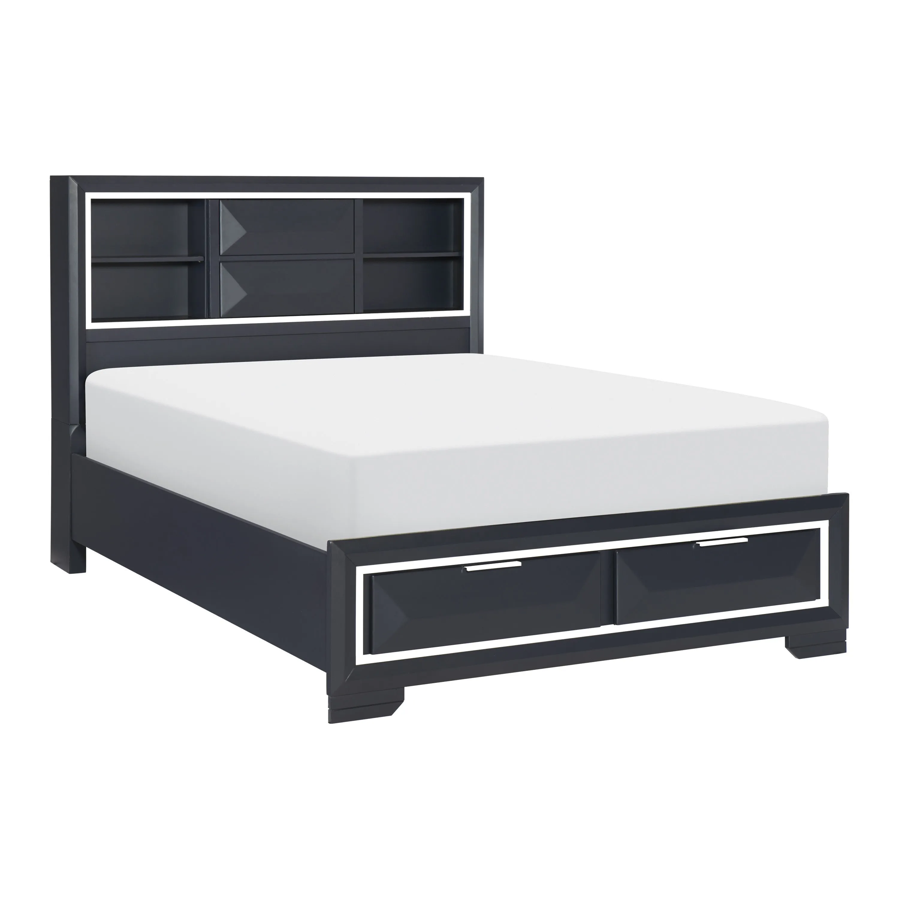 Rosemont Midnight Blue Queen Storage Platform Bed - Image 7